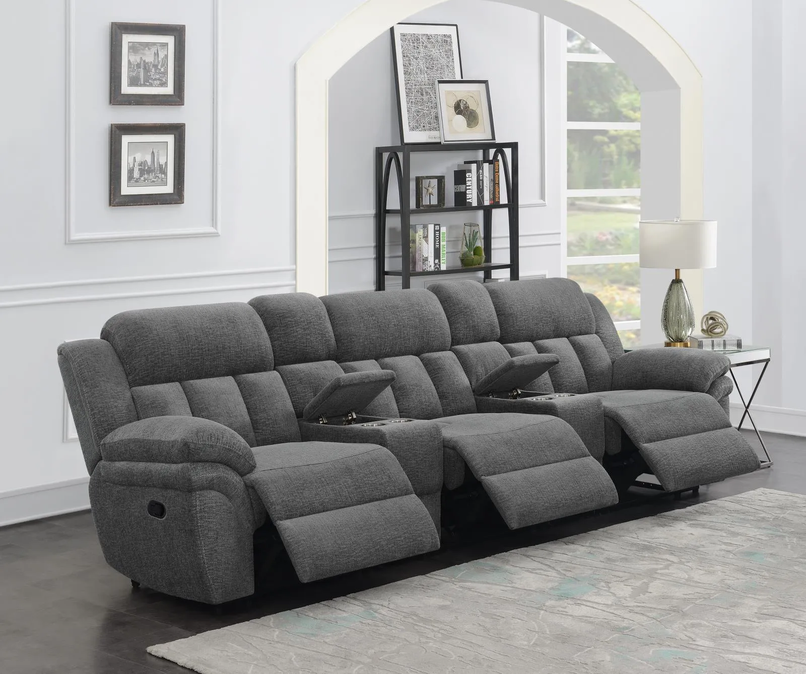 Bahrain 5-piece Upholstered Home Theater Seating Charcoal - Image 2