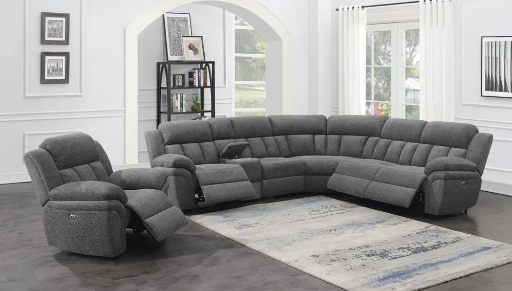 Bahrain Charcoal Upholstered Power Glider Recliner - Image 10