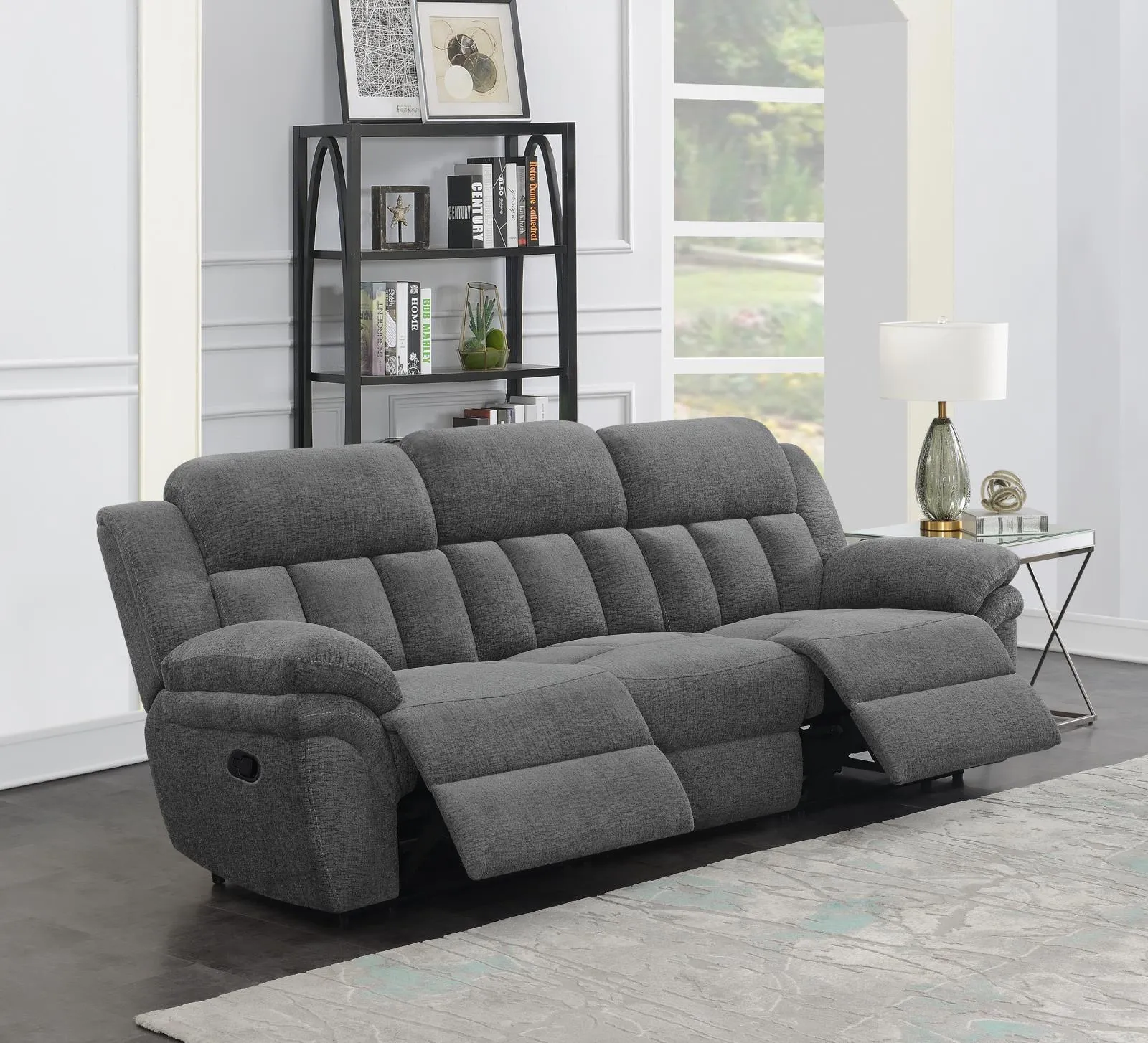 Bahrain Upholstered Motion Sofa Charcoal - Image 2