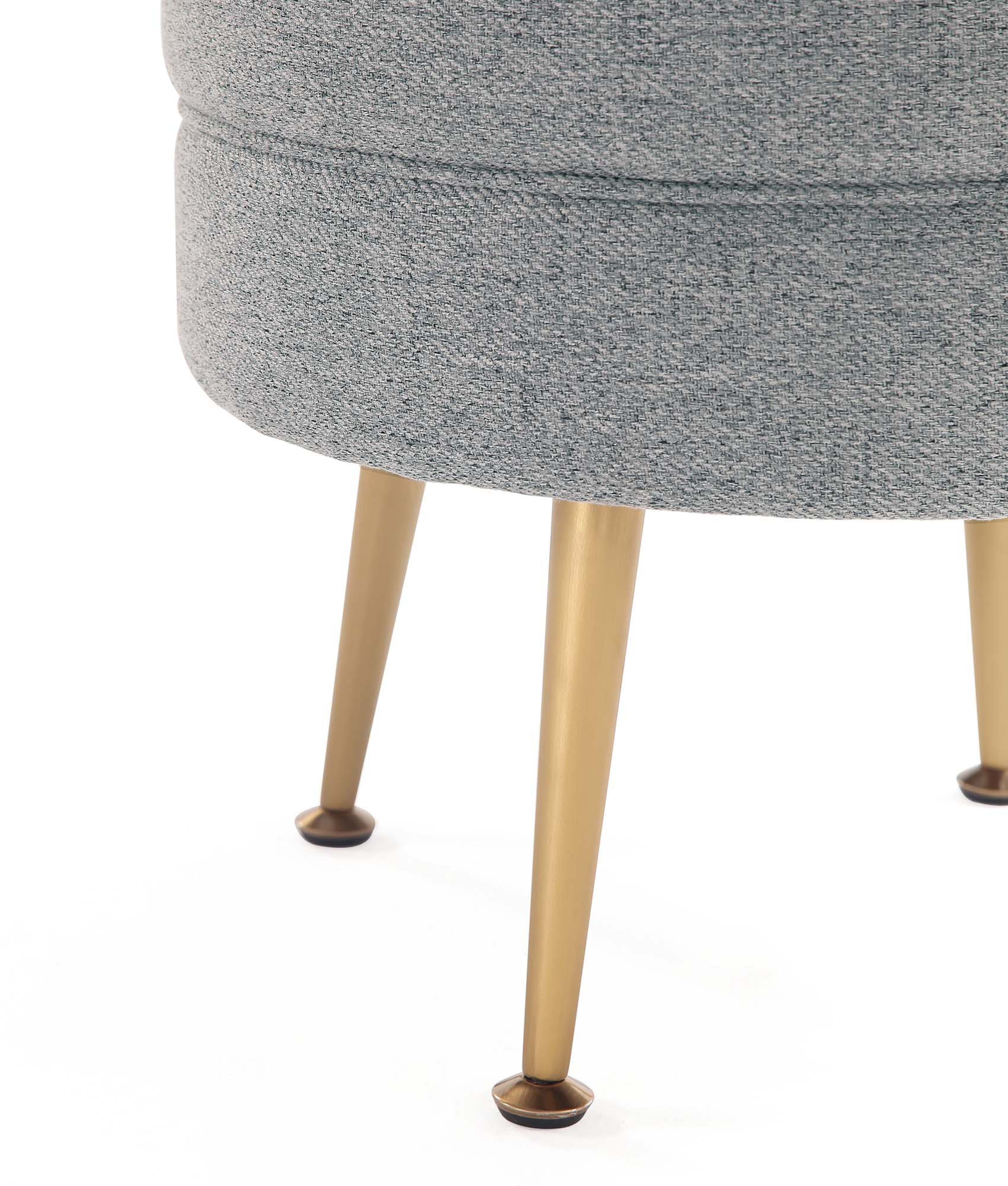 Bailey Ottoman in Grey with Gold Feet - Image 5