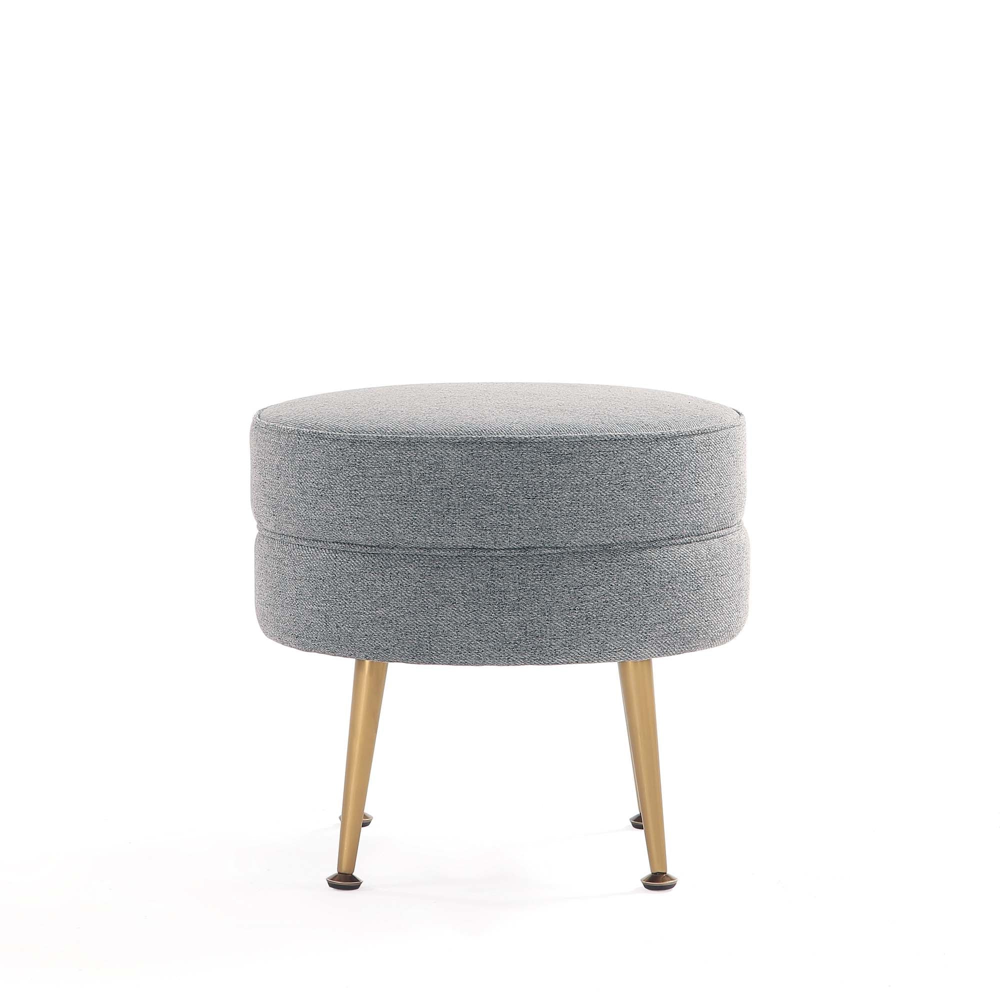 Bailey Ottoman in Grey with Gold Feet - Image 9