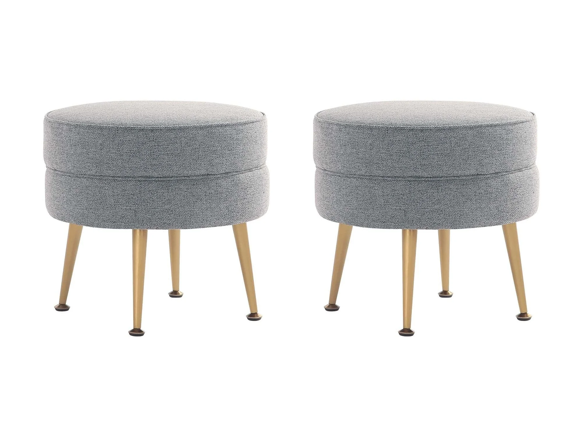 Bailey Ottoman in Grey with Gold Feet (set of 2)