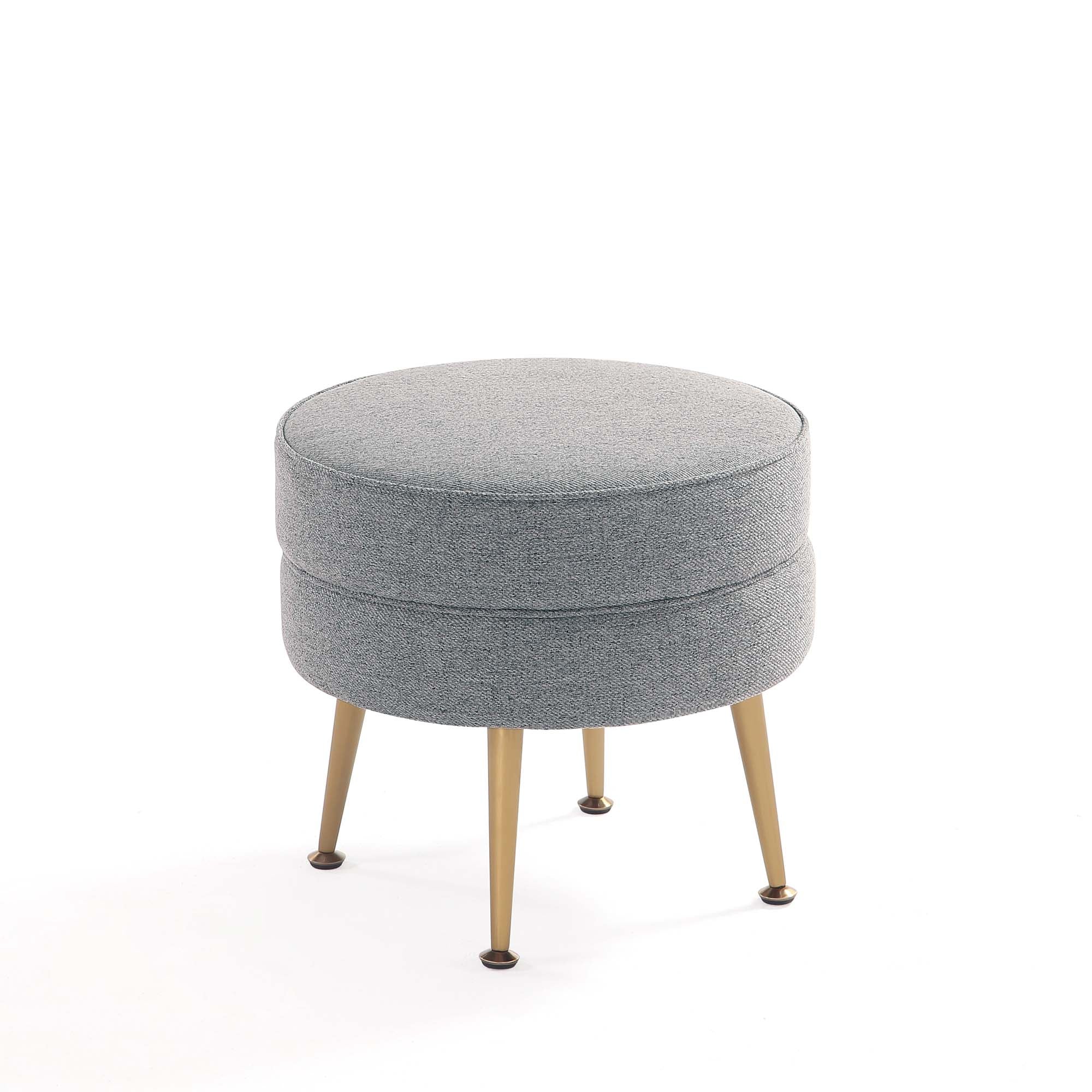 Bailey Ottoman in Grey with Gold Feet (set of 2) - Image 10