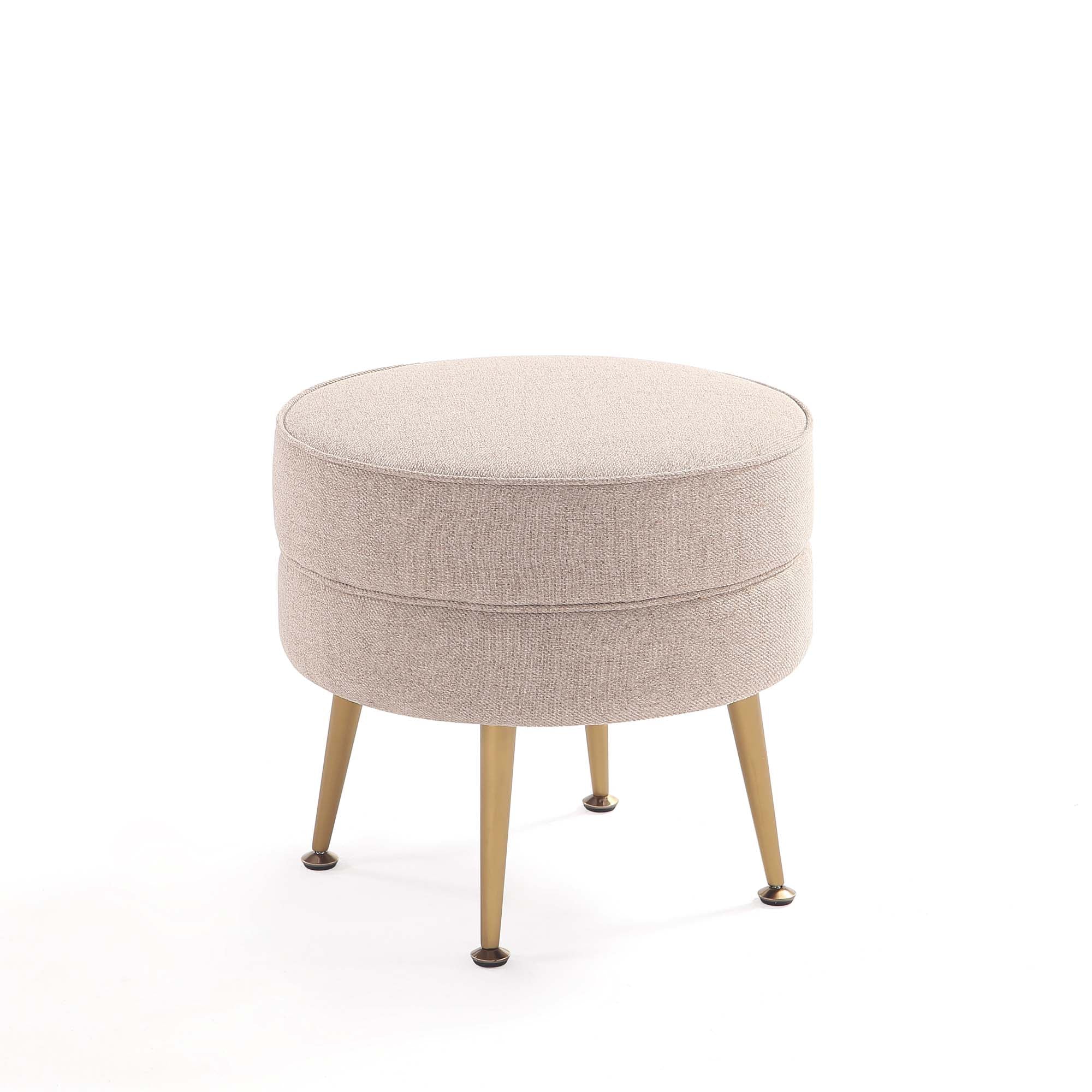 Bailey Ottoman in Oatmeal with Gold Feet (set of 2) - Image 10