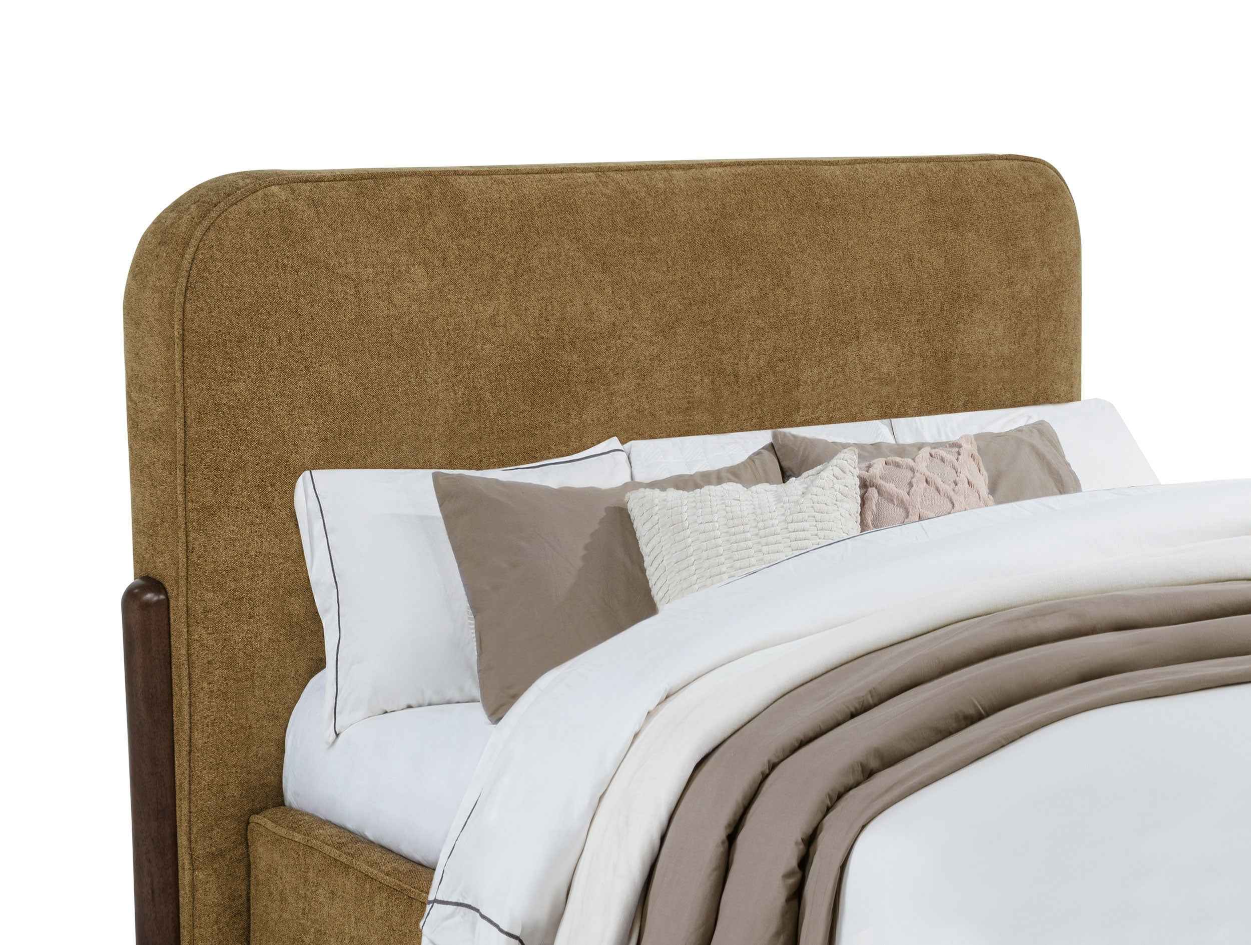 Baldacci Curry/Walnut Upholstered Eastern King Platform Bed - Image 3