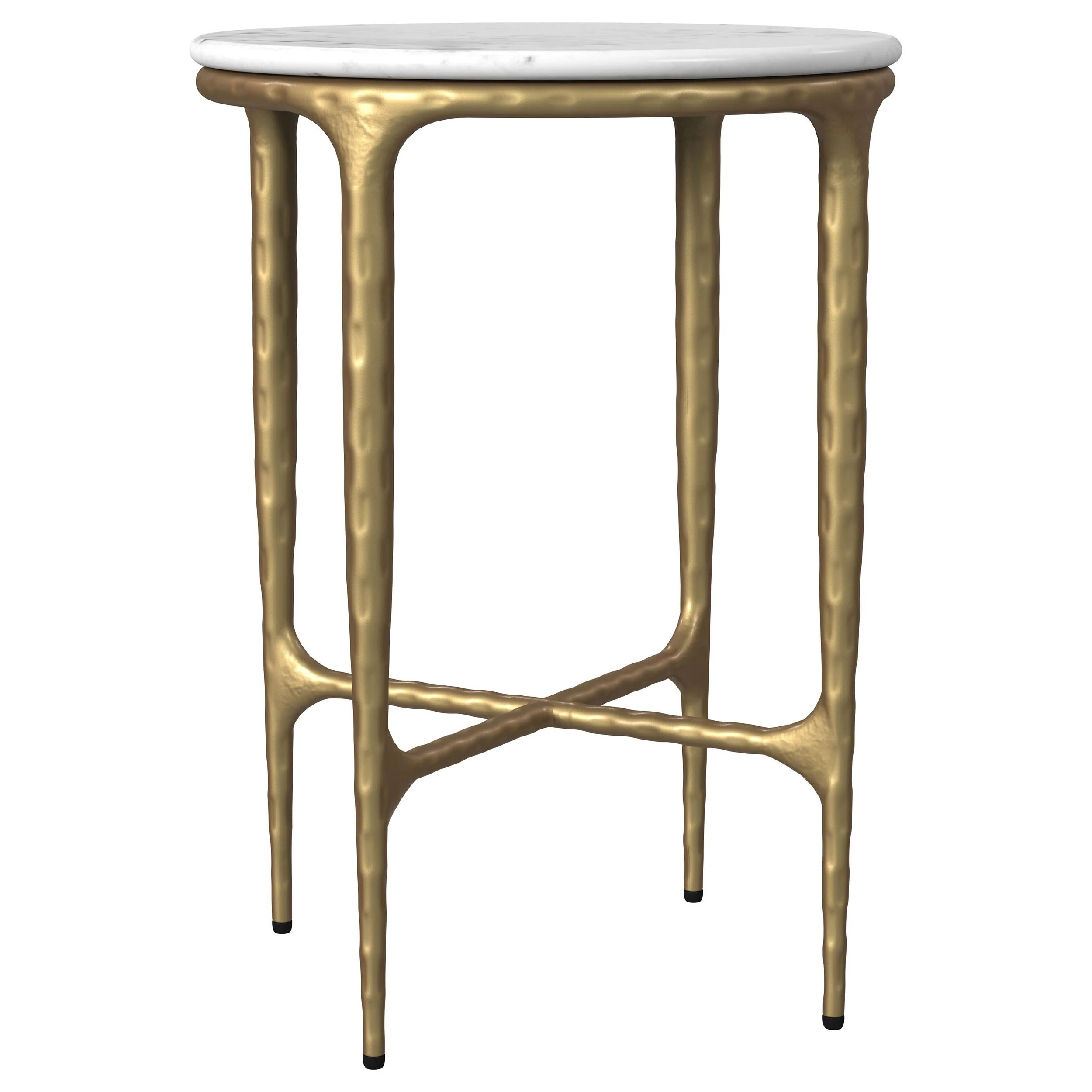 Baldwin White and Gold Round Marble Top Side Table - Image 2