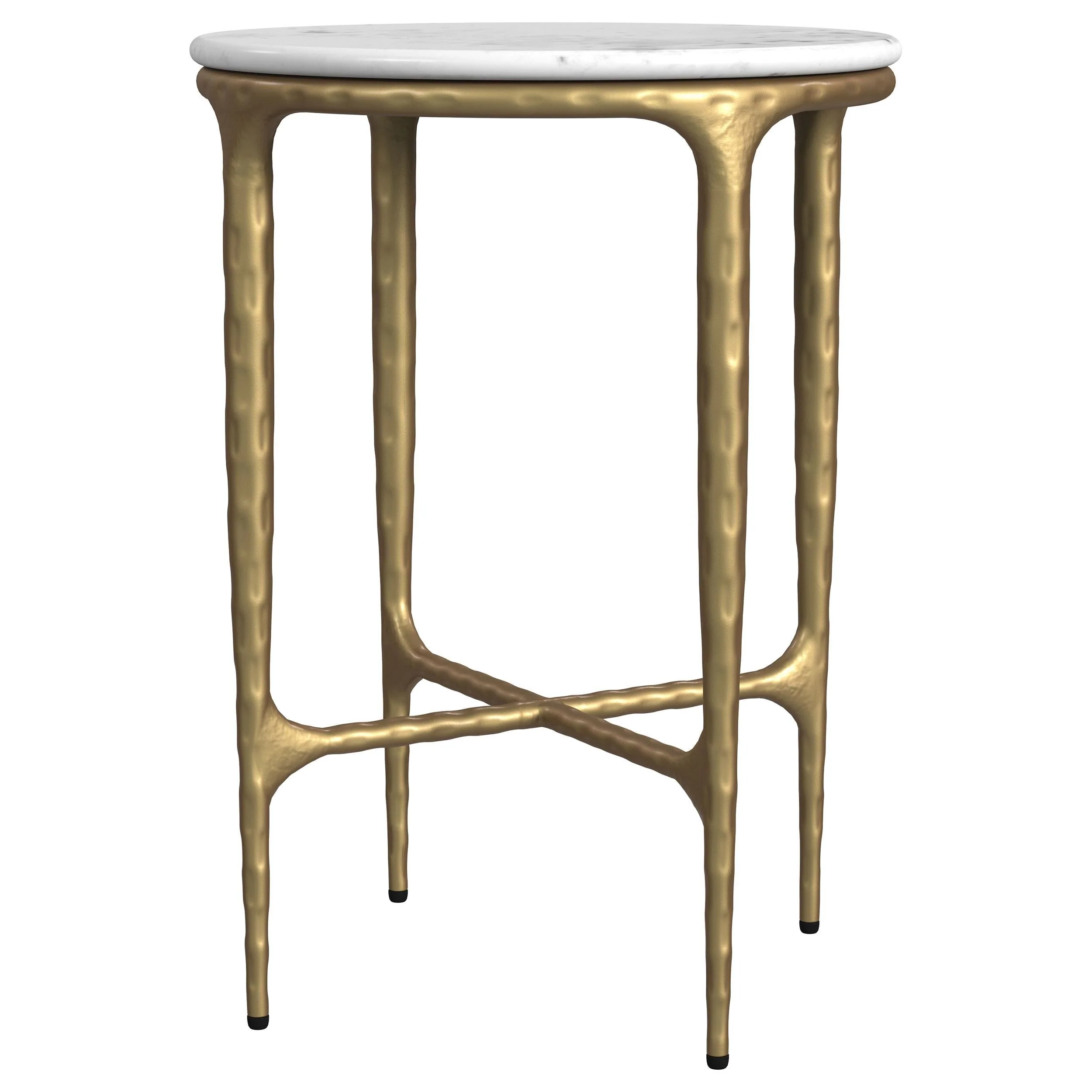 Baldwin White and Gold Round Marble Top Side Table - Image 4