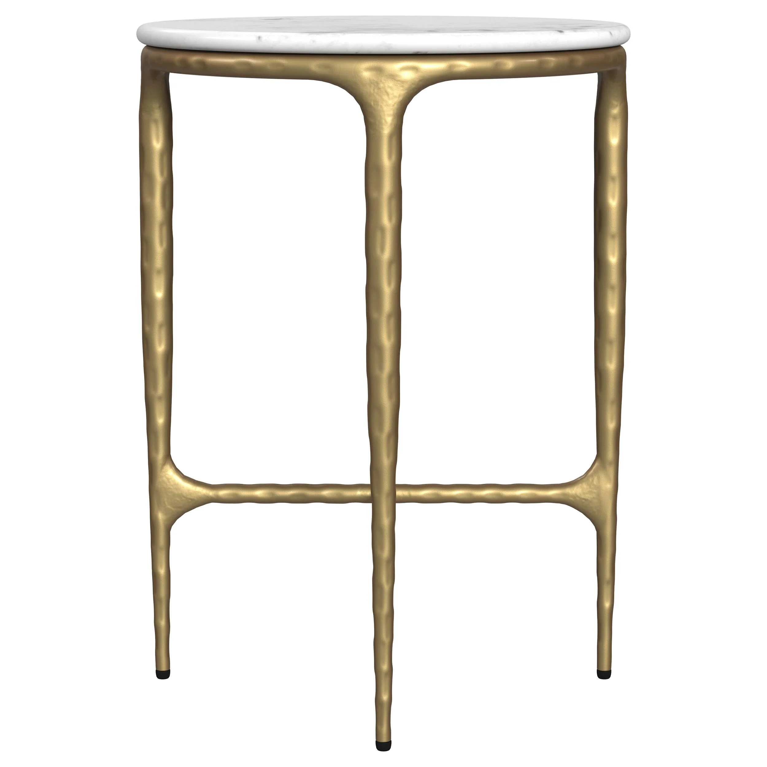Baldwin White and Gold Round Marble Top Side Table - Image 5