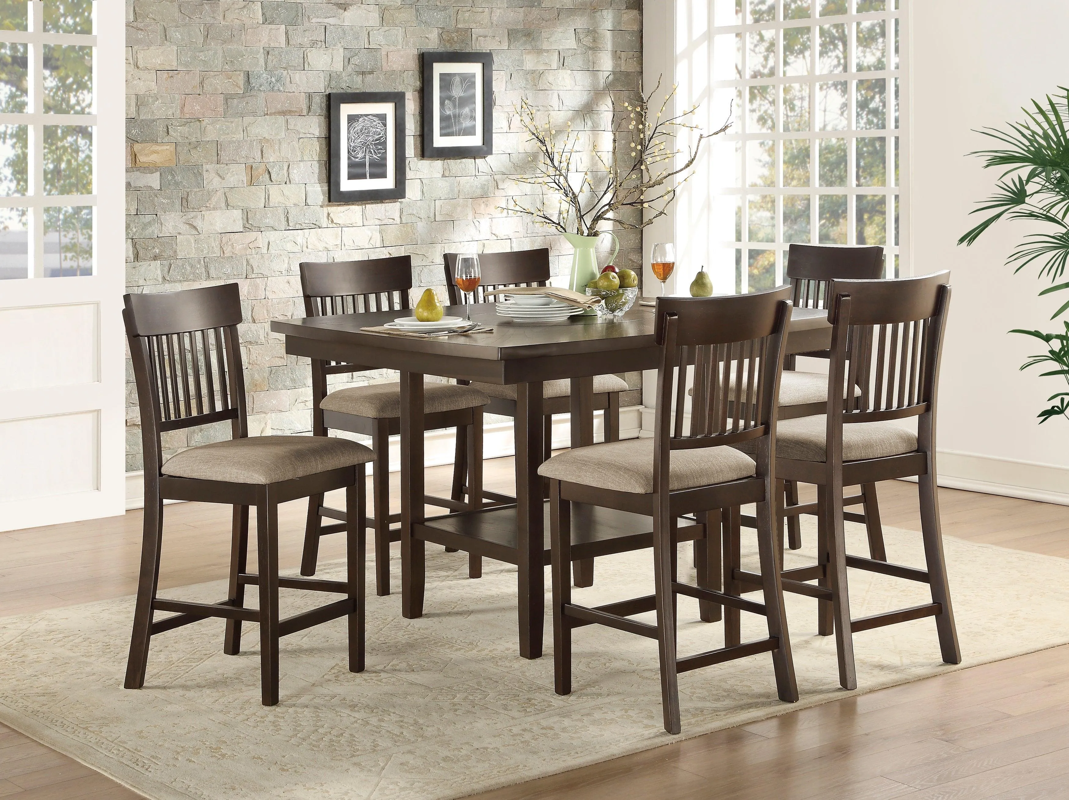 Balin Dark Brown Counter Height Chair, Slat Back, Set of 2 - Image 4