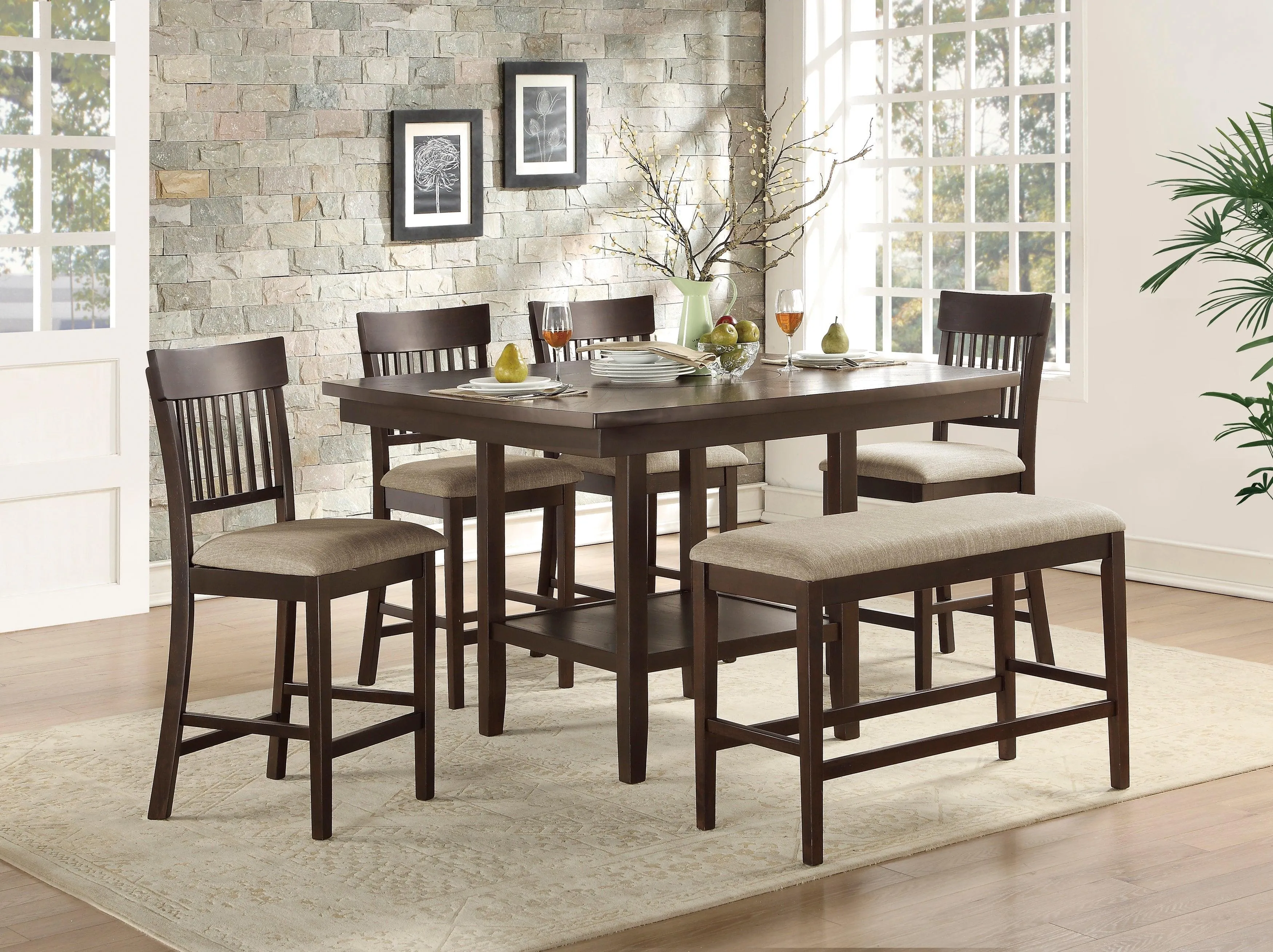 Balin Dark Brown Counter Height Table with Lazy Susan - Image 2