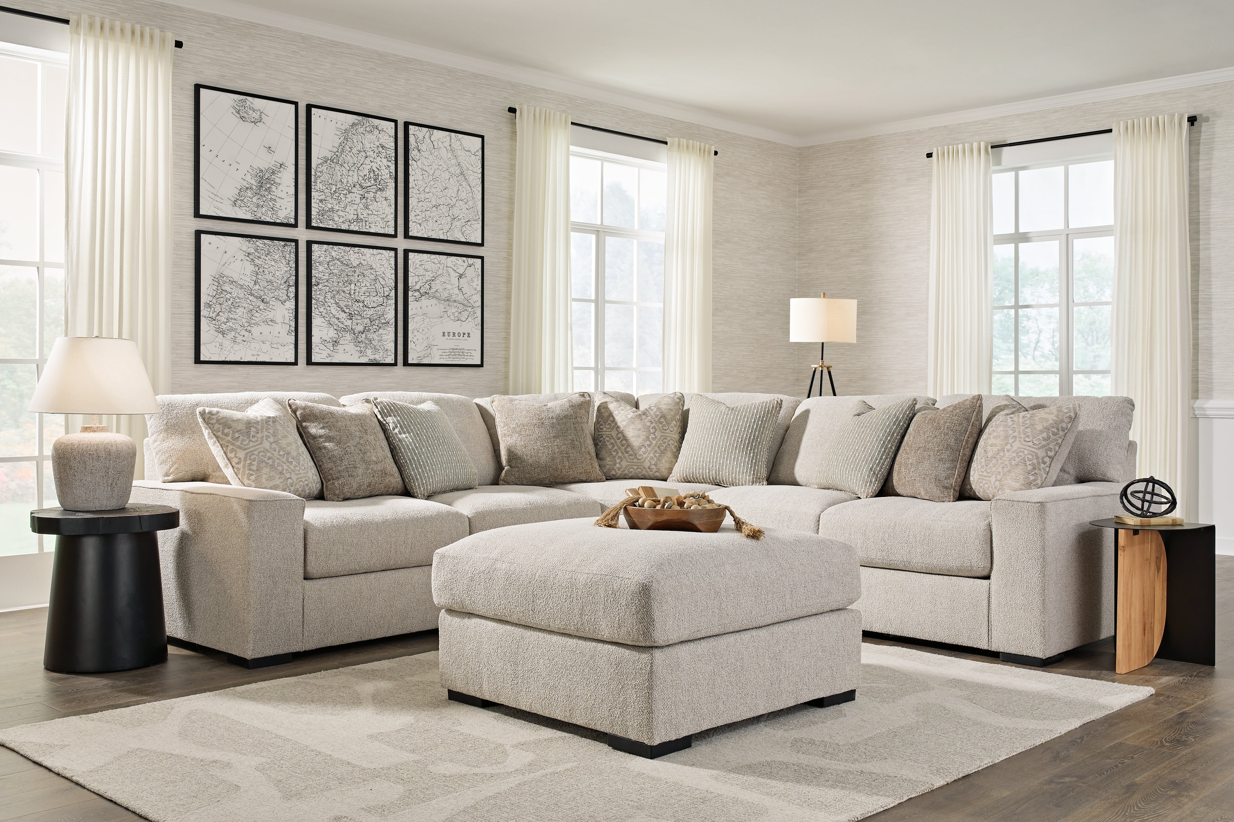 Ballyton Sand 3-Piece Sectional with Ottoman - Image 2