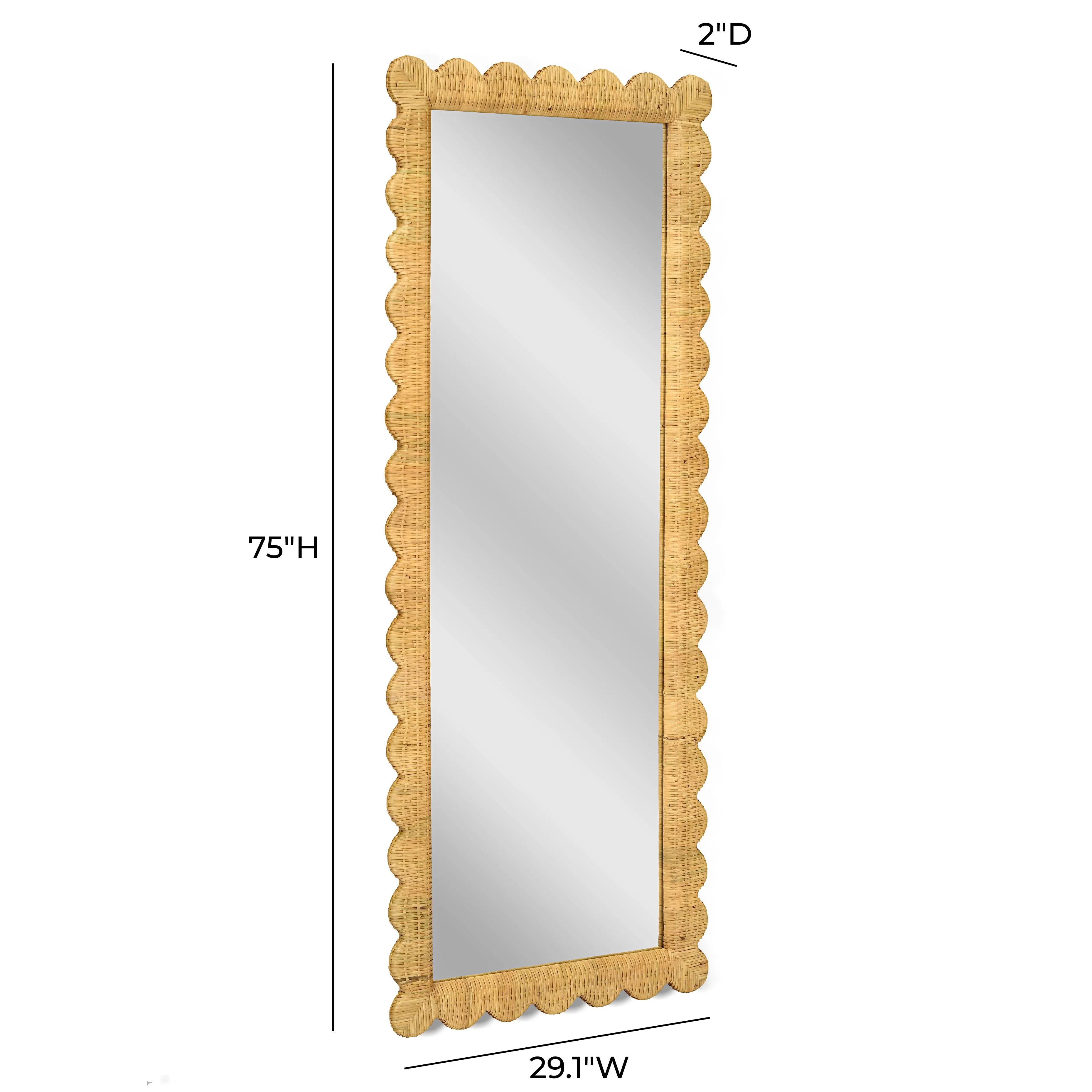 Bama 29.1" x 75" Long Natural Rattan Wall Mirror - Image 7