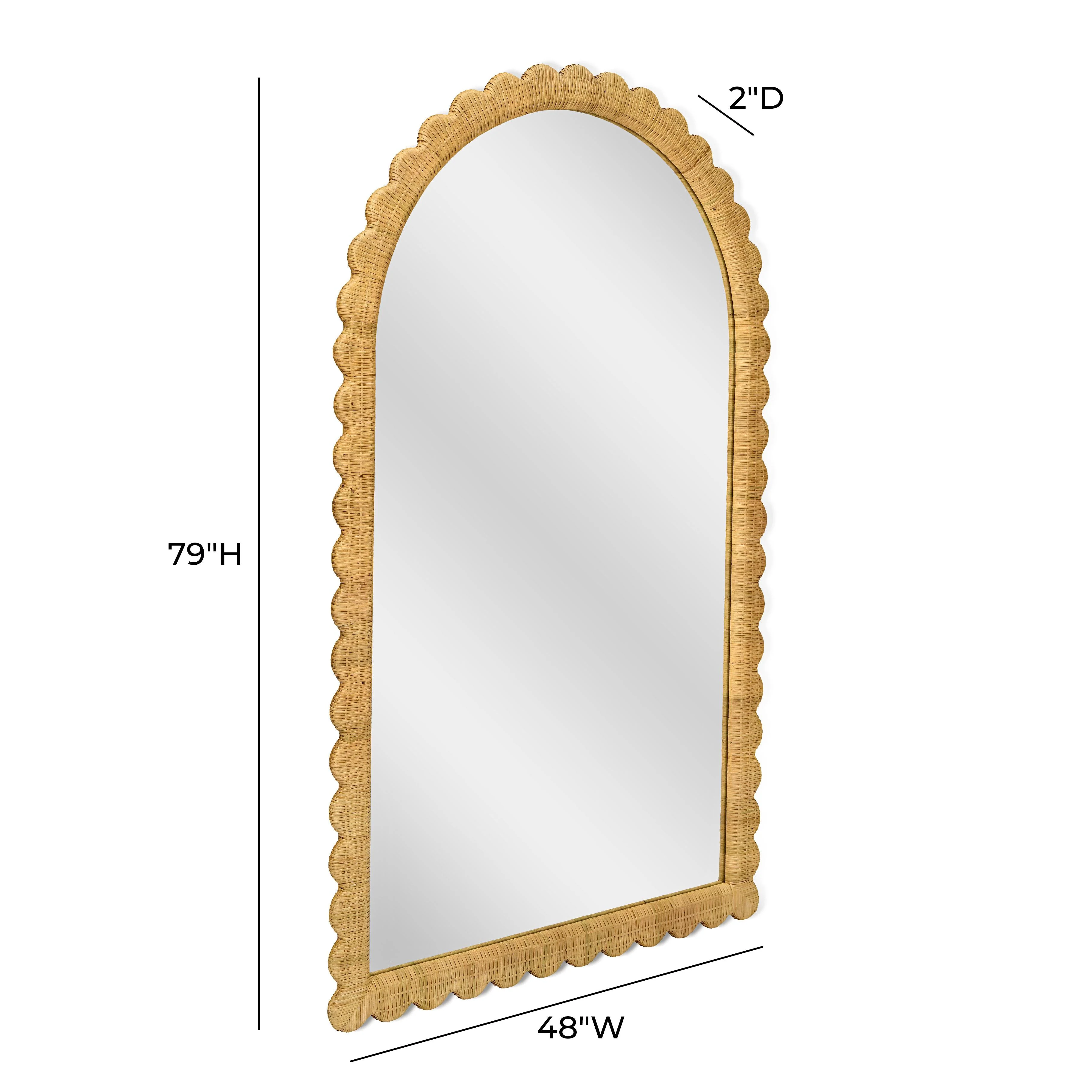 Bama 48" x 79" Jumbo Natural Rattan Arched Wall Mirror - Image 7