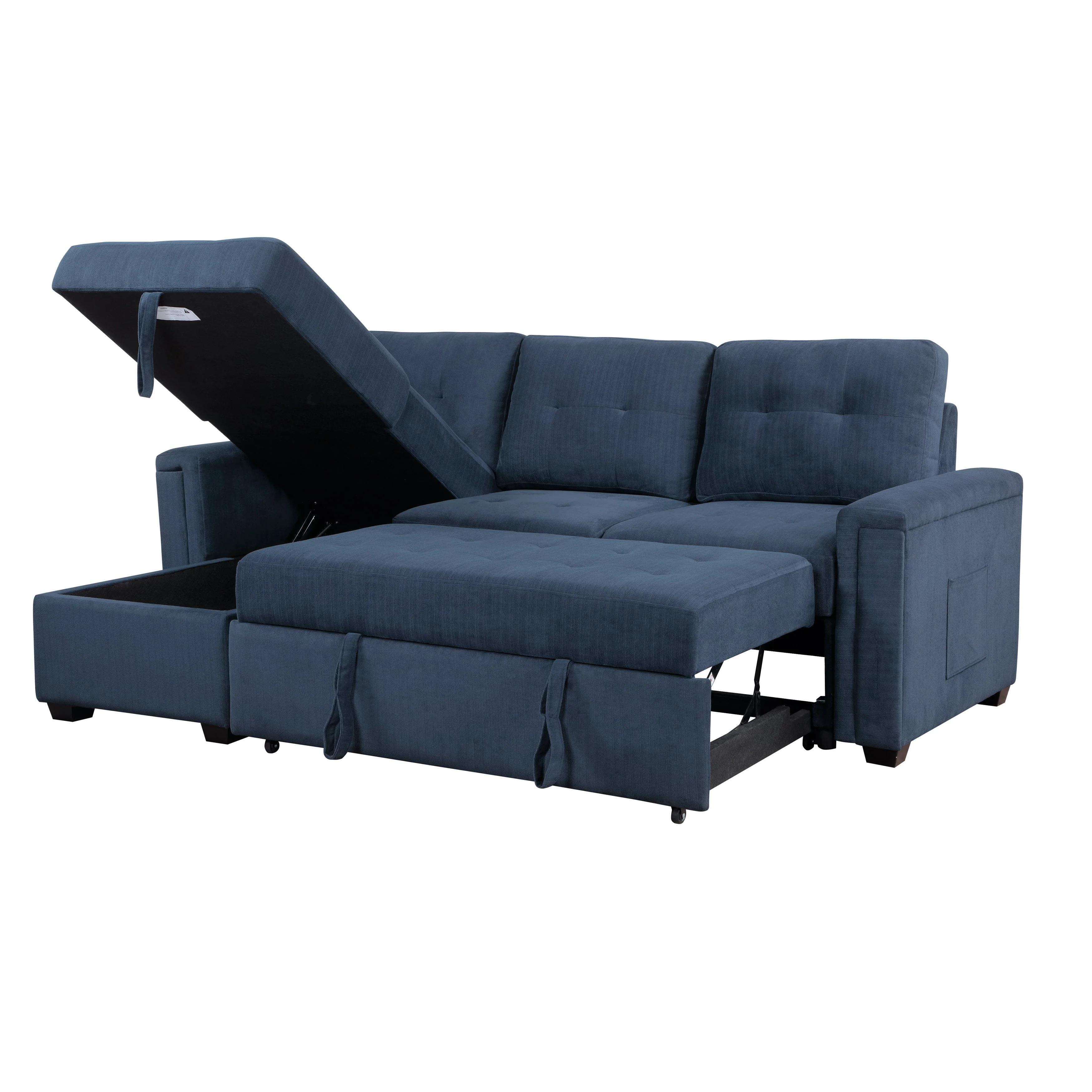 Barbara Navy Reversible Sectional with Hidden Storage and Pull-out Bed - Image 14