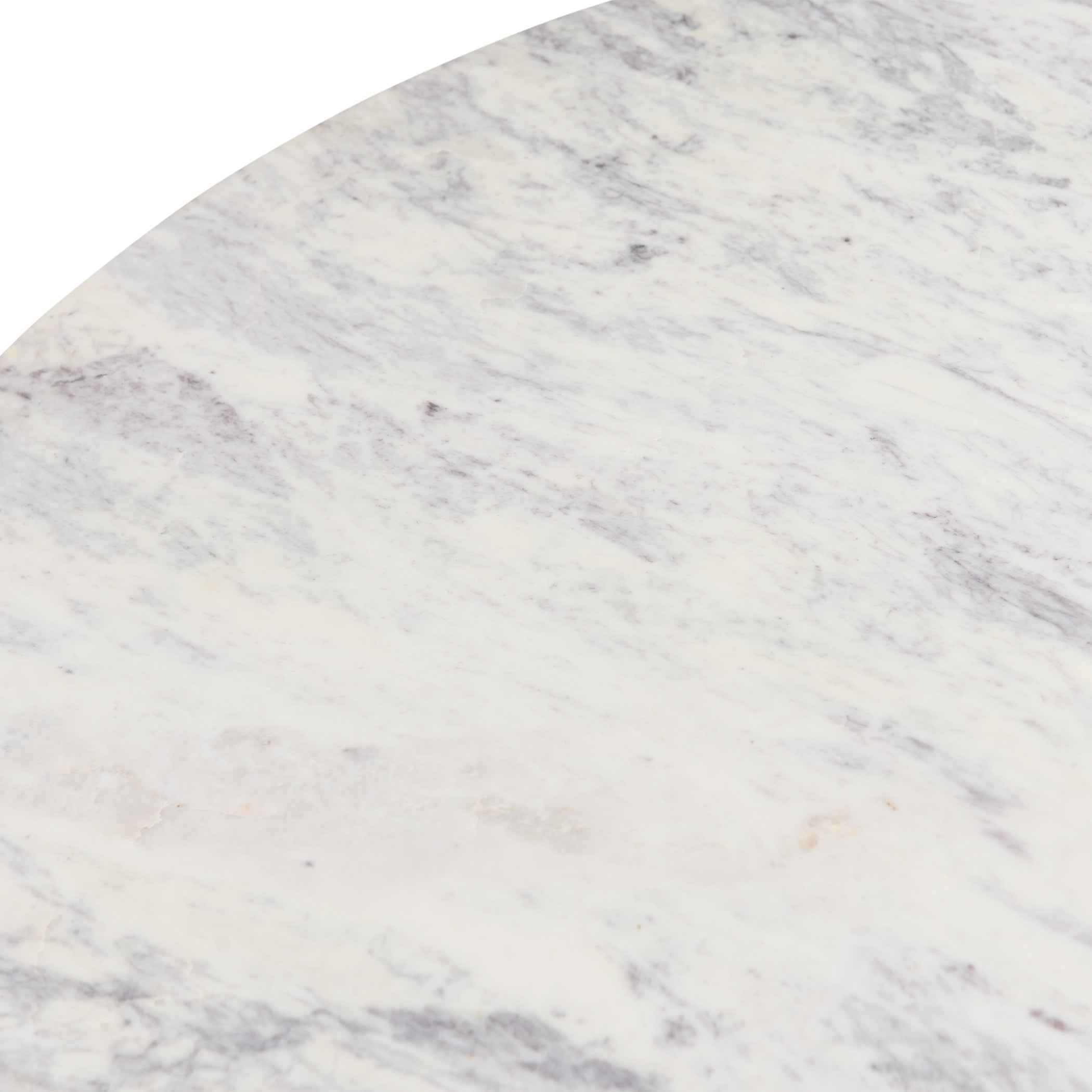 Barcelona 54" Round Dining Table with White Marble and Reclaimed Wood Legs - Image 3