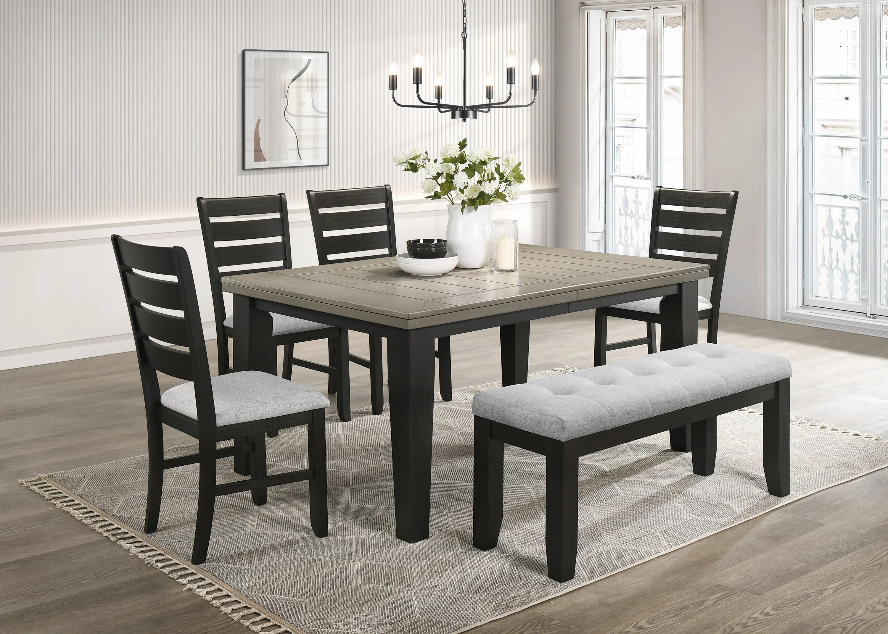 Bardstown Black and Light Gray Dining Side Chair, Set of 2 - Image 5