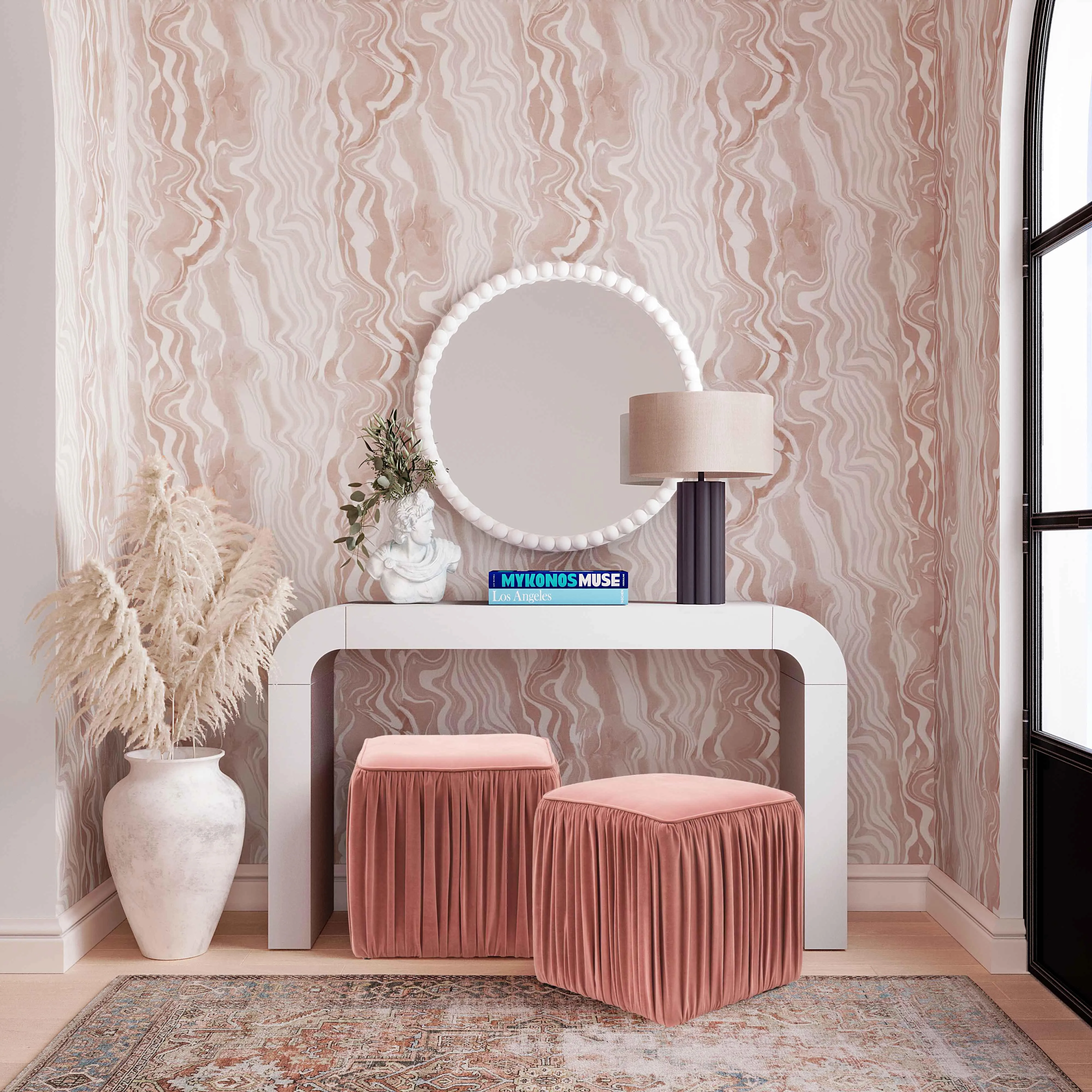 Baria Wooden Round Wall Mirror - Image 2