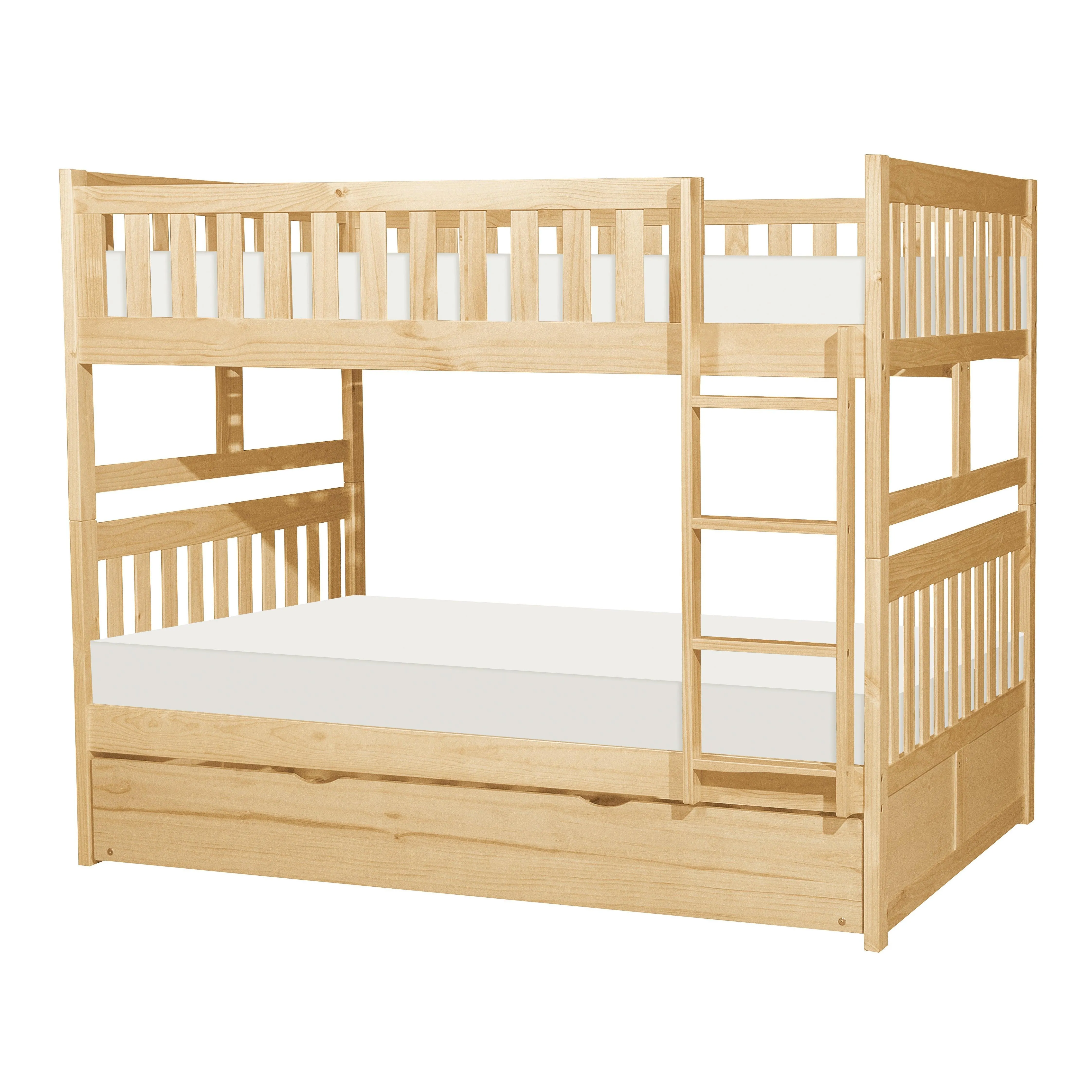 Bartly Pine Full/Full Bunk Bed with Twin Trundle - Image 2