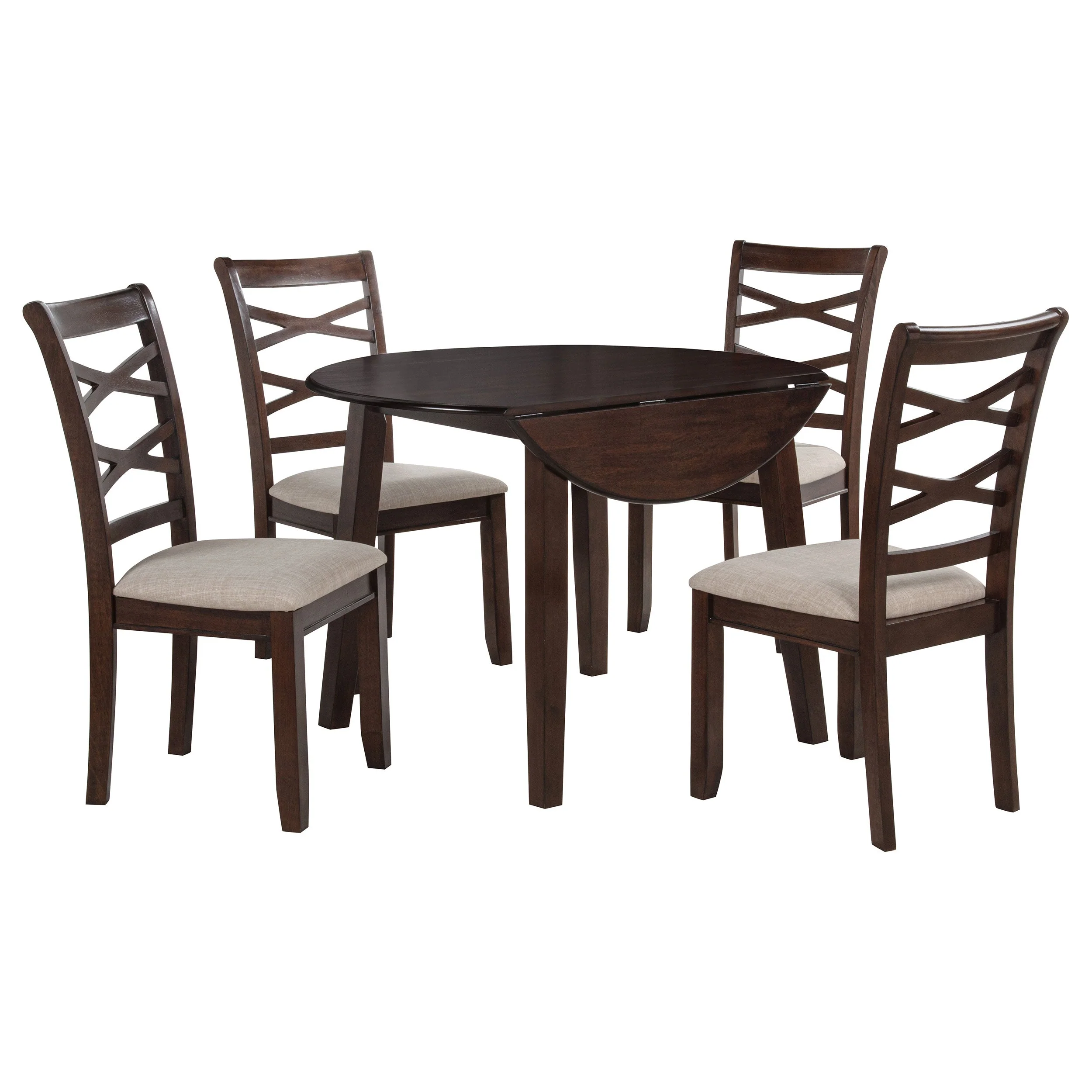 Barton Dark Brown 5-piece Round Wood Dining Table Set - Image 4