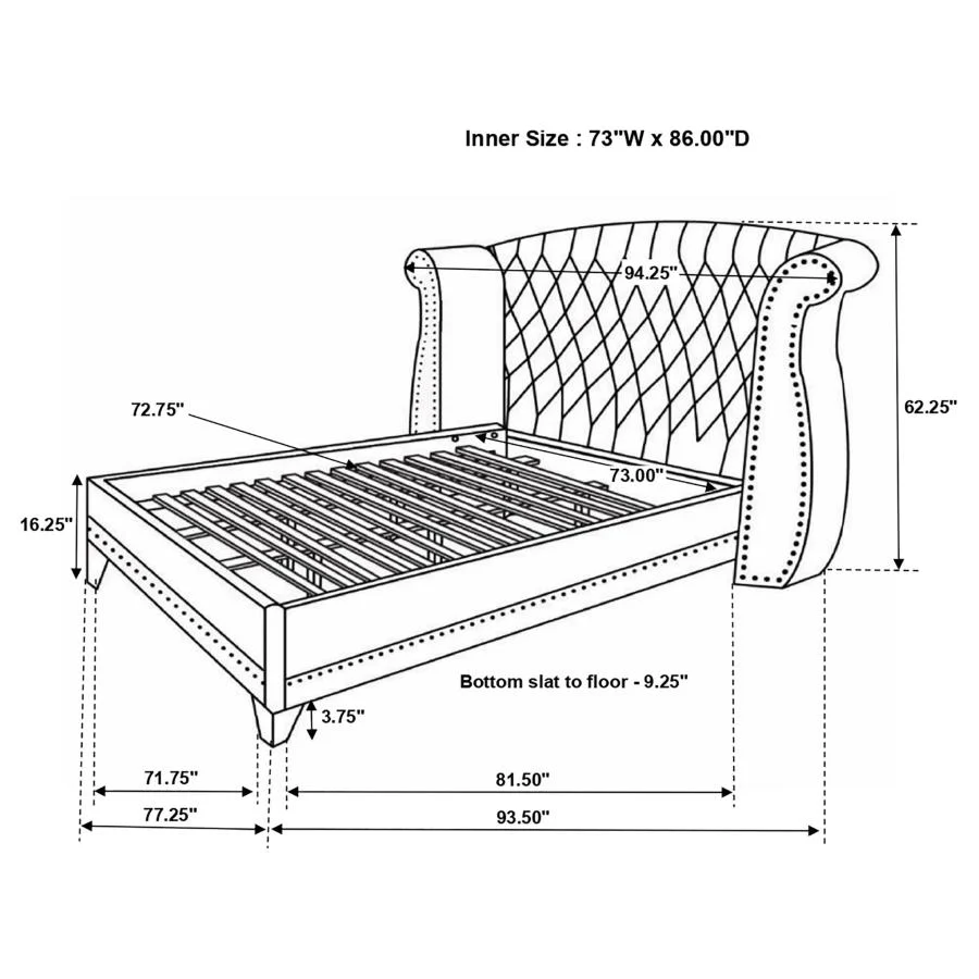 Barzini California King Tufted Upholstered Bed Black - Image 3