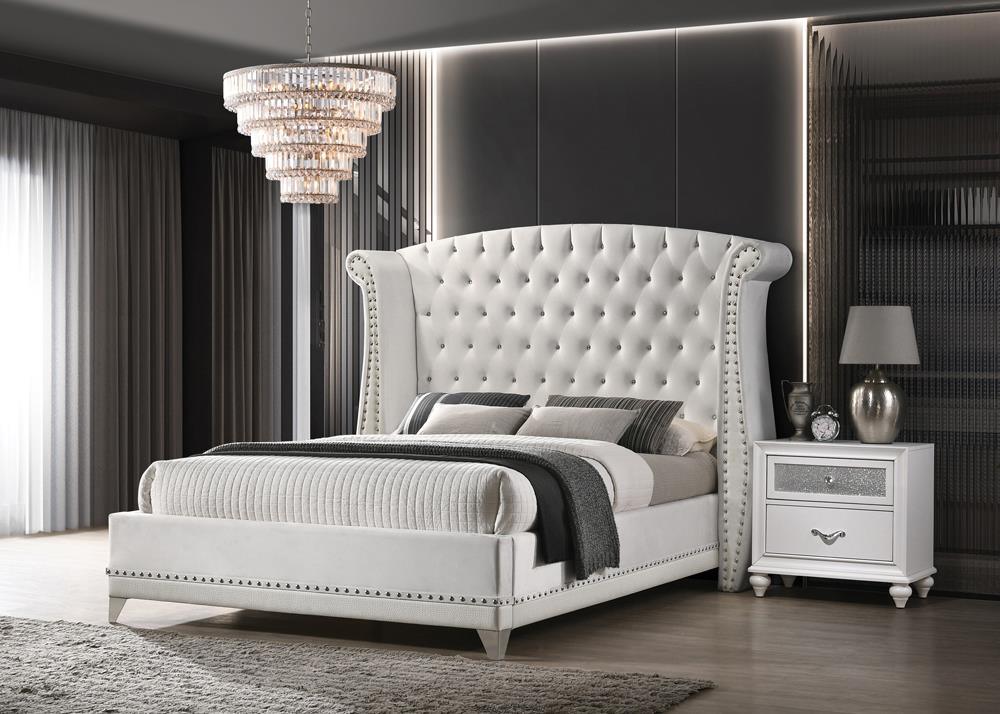 Barzini California King Wingback Tufted Bed White - Image 3