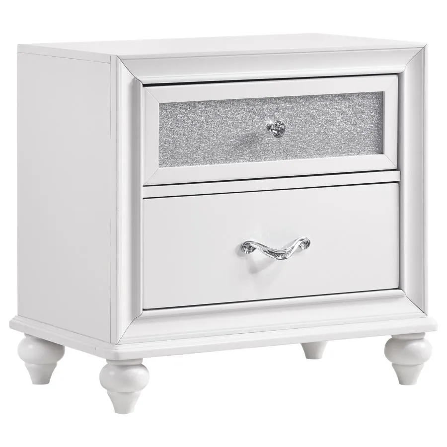 Barzini White 5-Piece Queen Upholstered Tufted Bedroom Set - Image 4