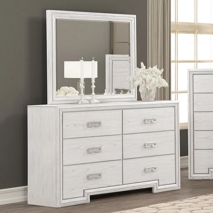 Basilone Rustic White 4-Piece Queen Bedroom Set - Image 4