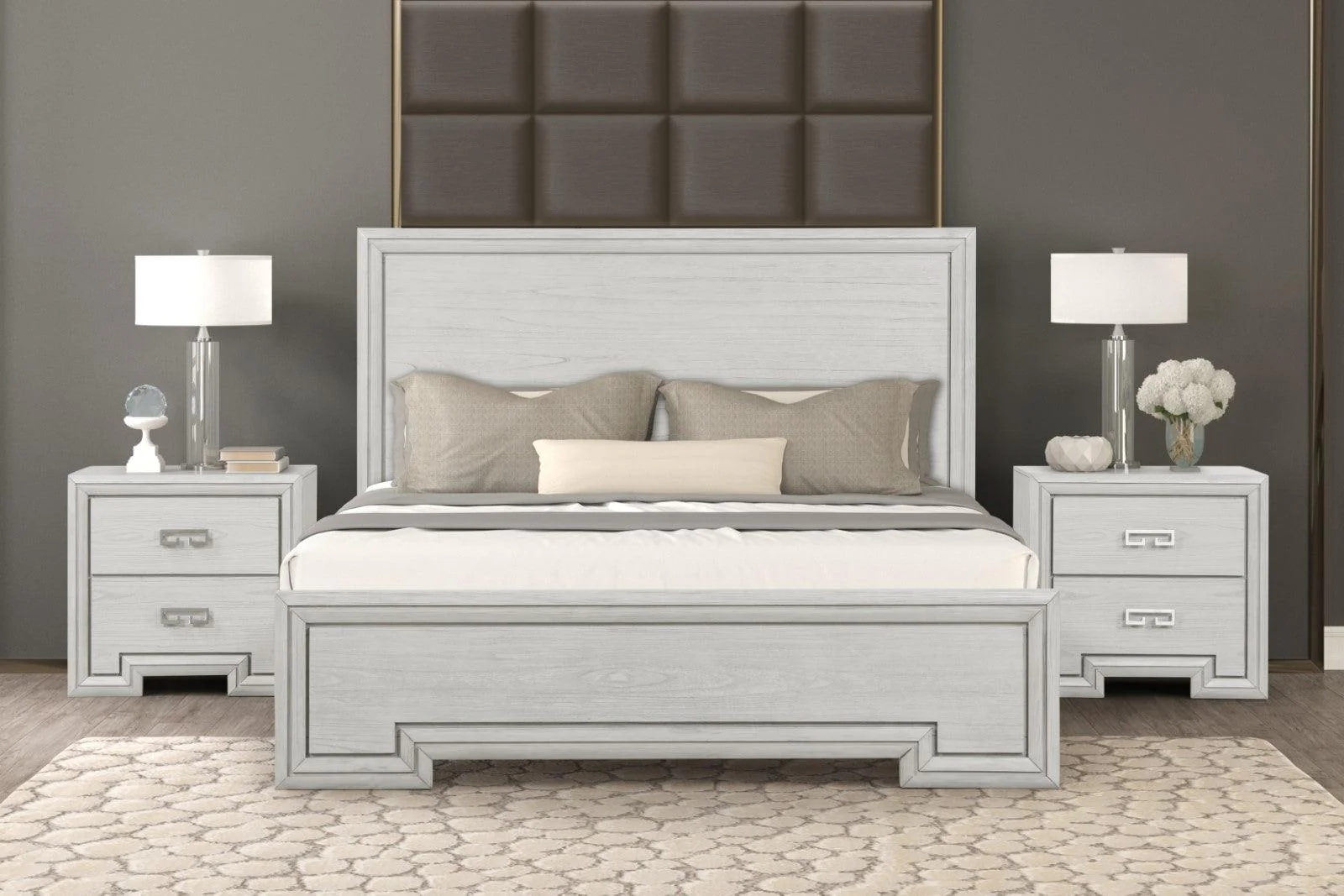 Basilone Rustic White King Bed