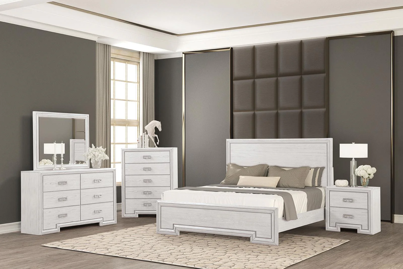 Basilone Rustic White King Bed - Image 3