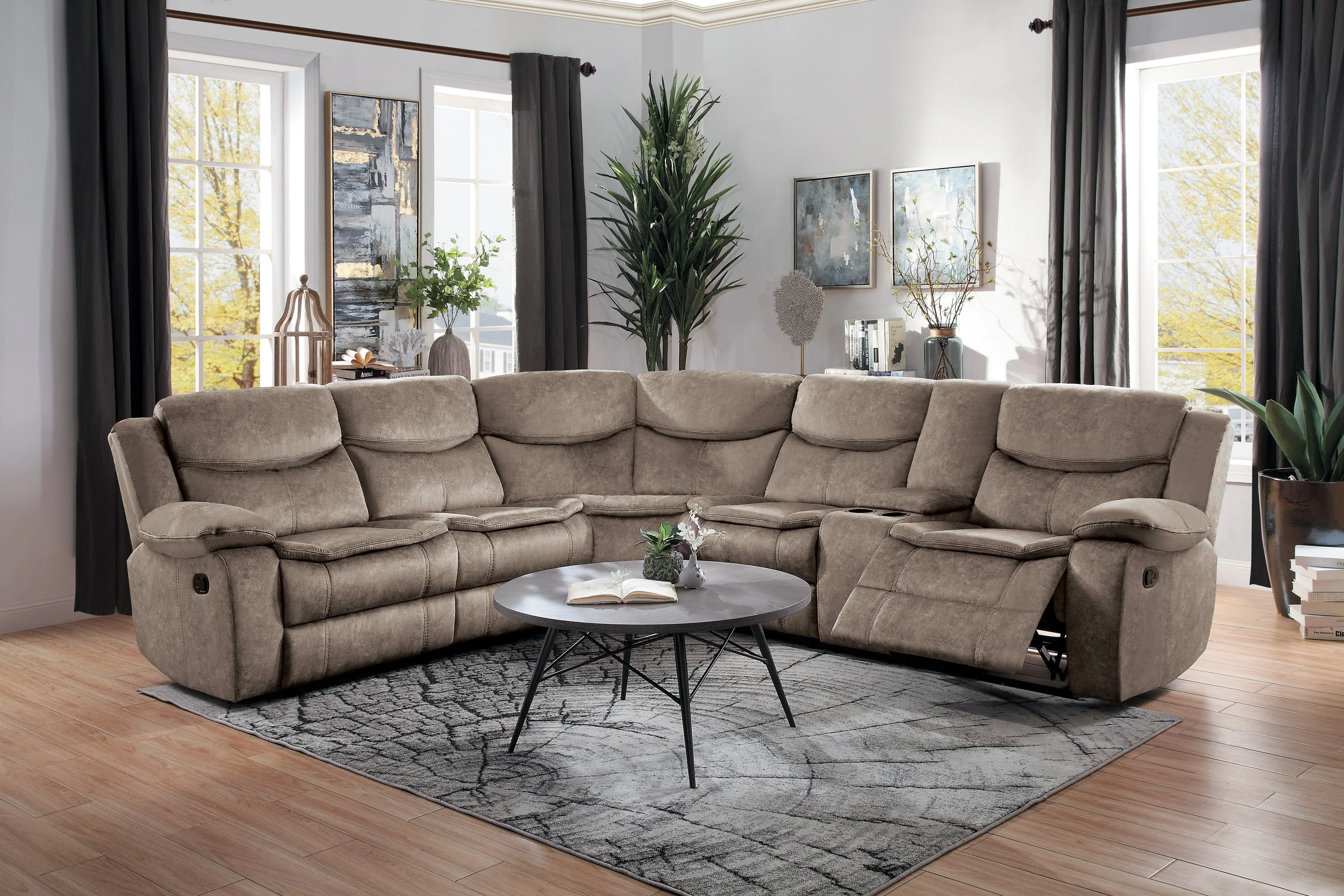 Bastrop Brown 3-Piece Reclining Sectional