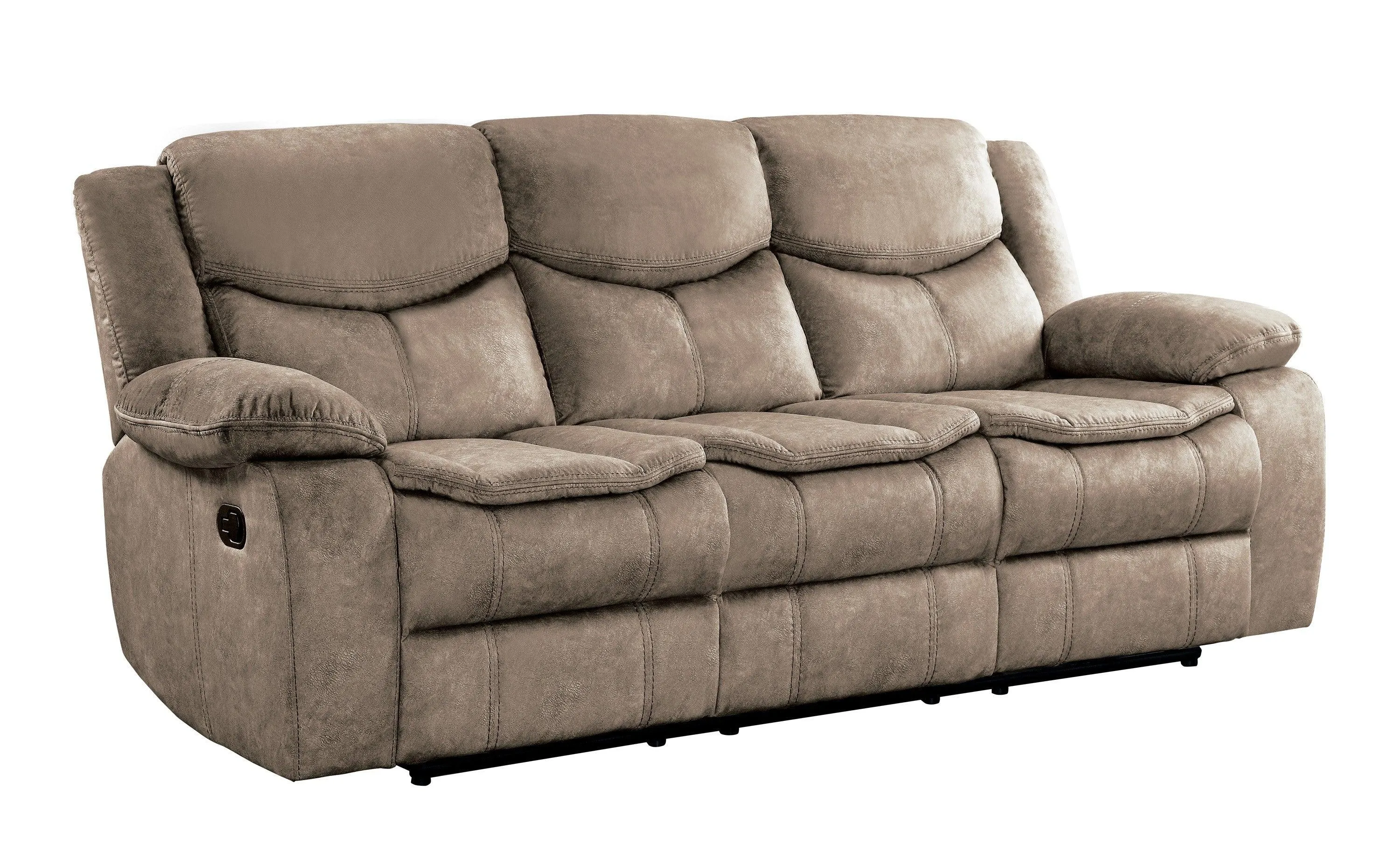 Bastrop Brown Fabric Double Reclining Sofa - Image 5