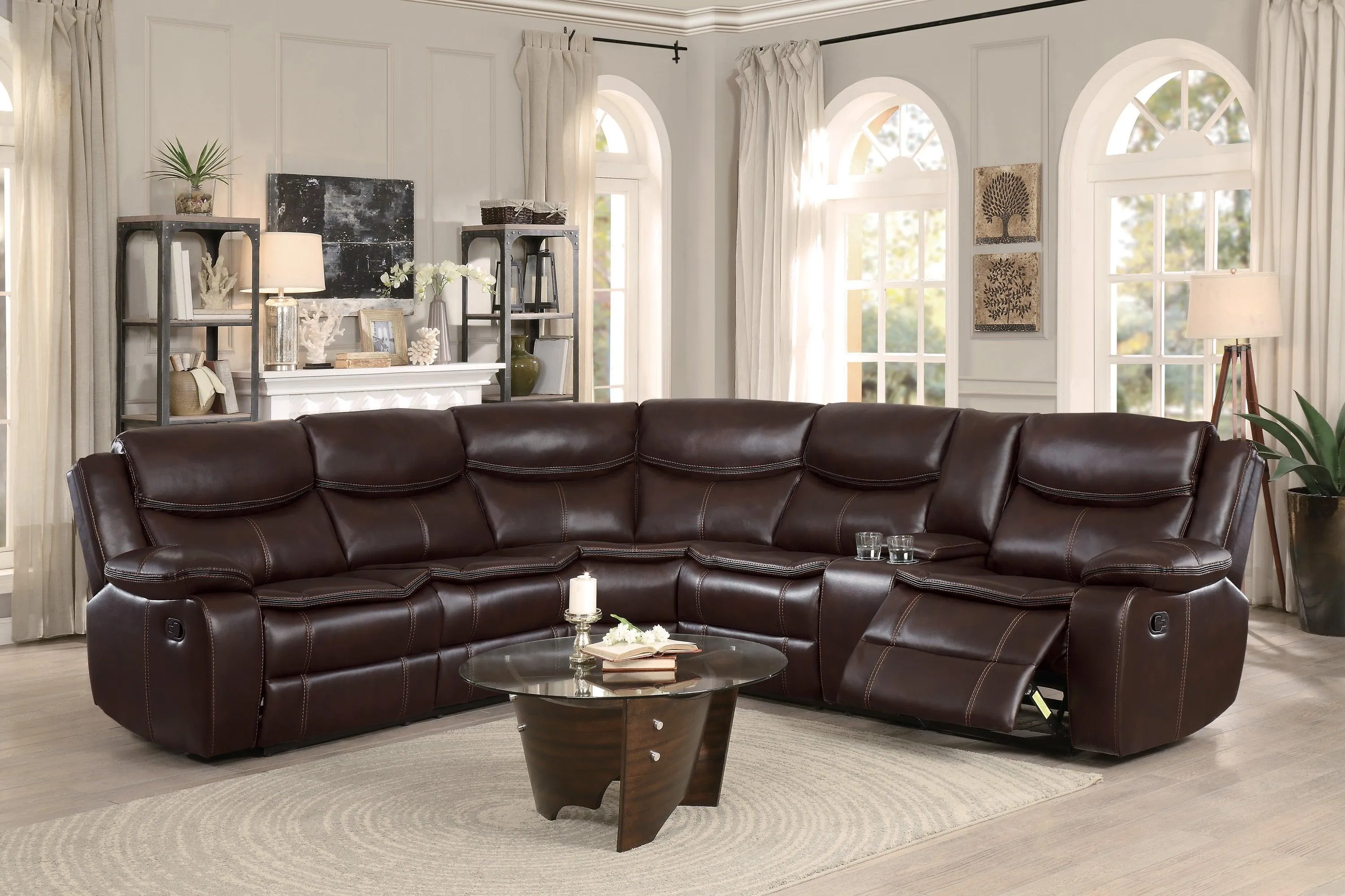 Bastrop Dark Brown 3-Piece Reclining Sectional