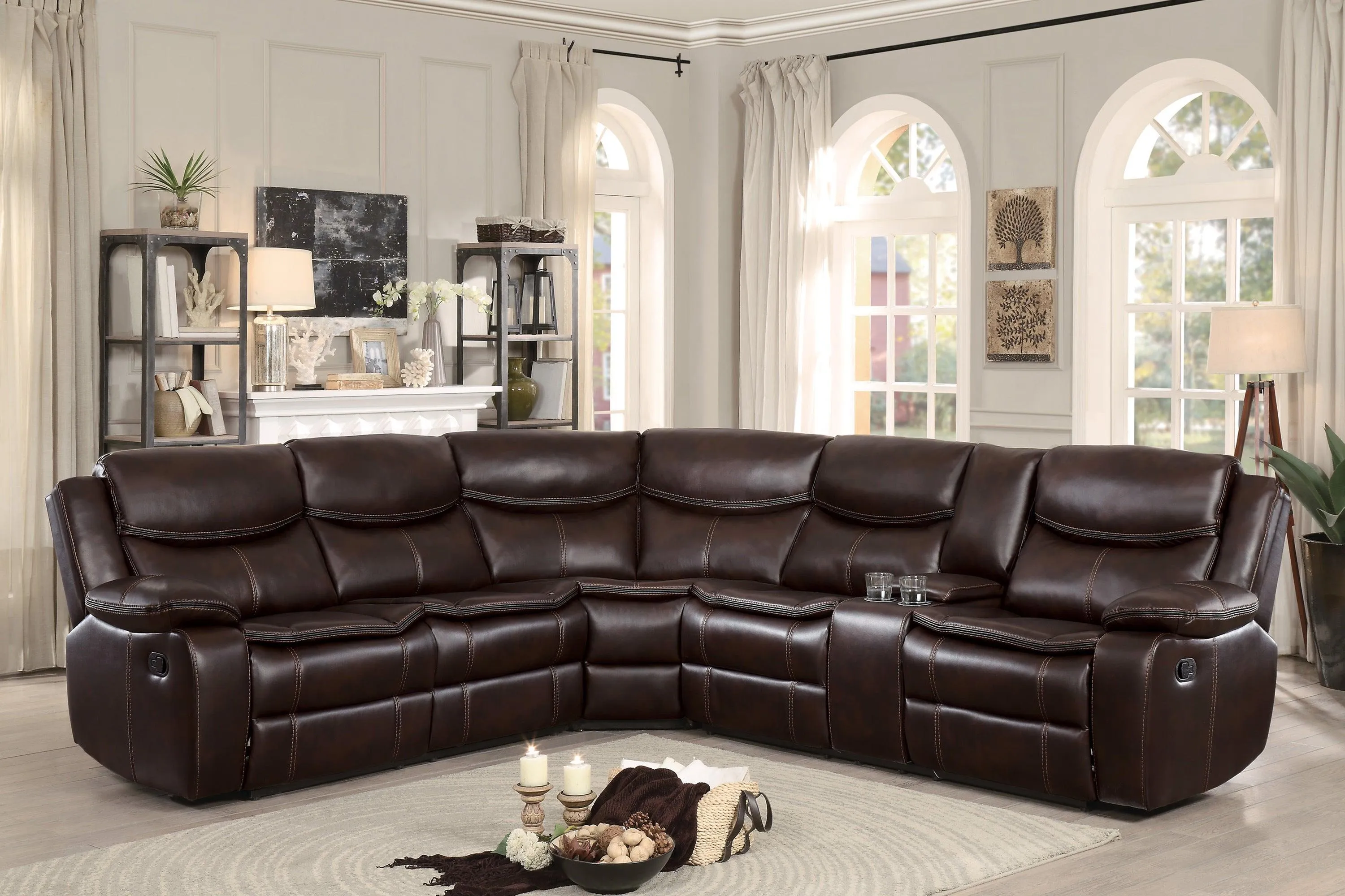 Bastrop Dark Brown 3-Piece Reclining Sectional - Image 7