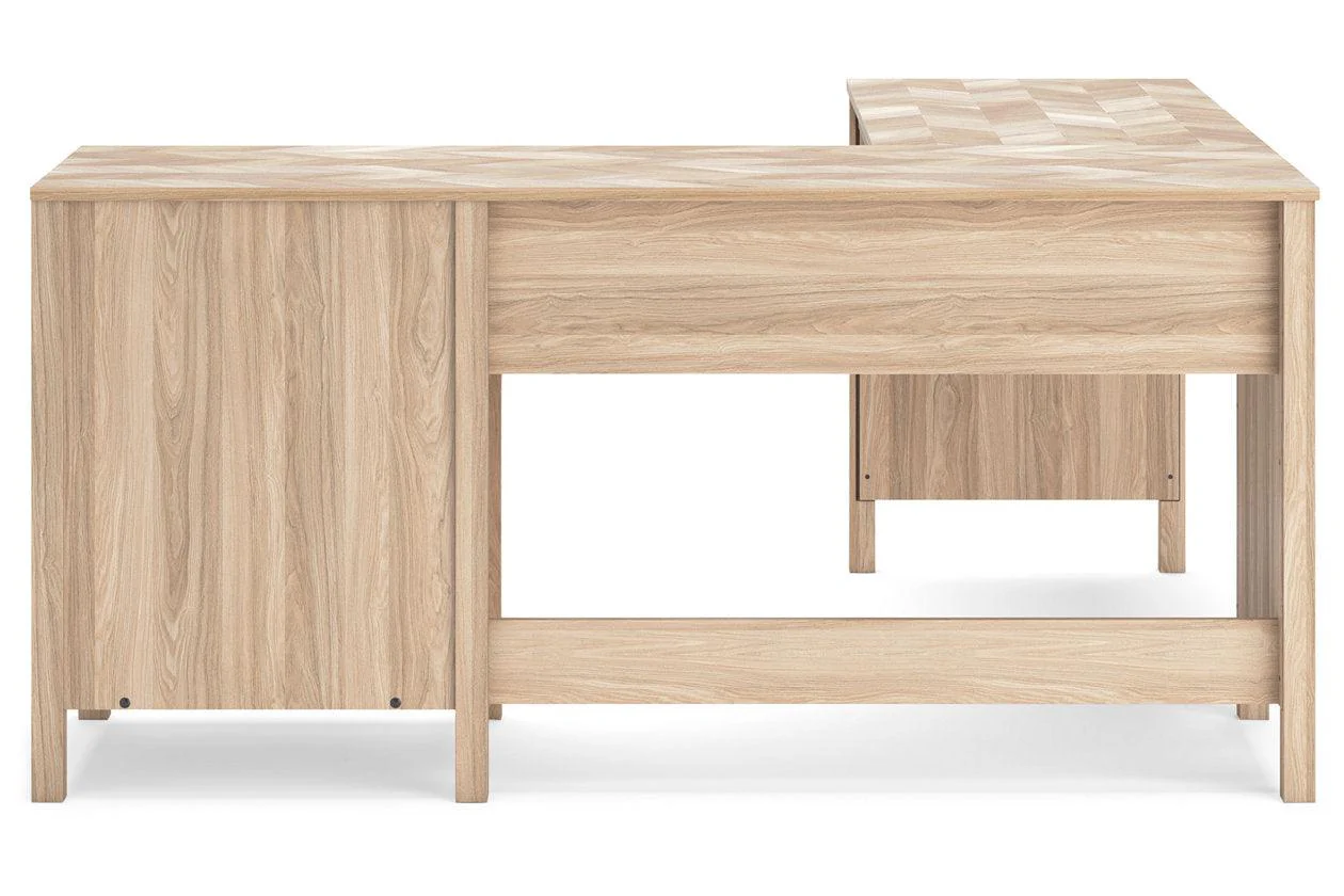 Battelle Tan 60" Home Office Desk with Return - Image 4