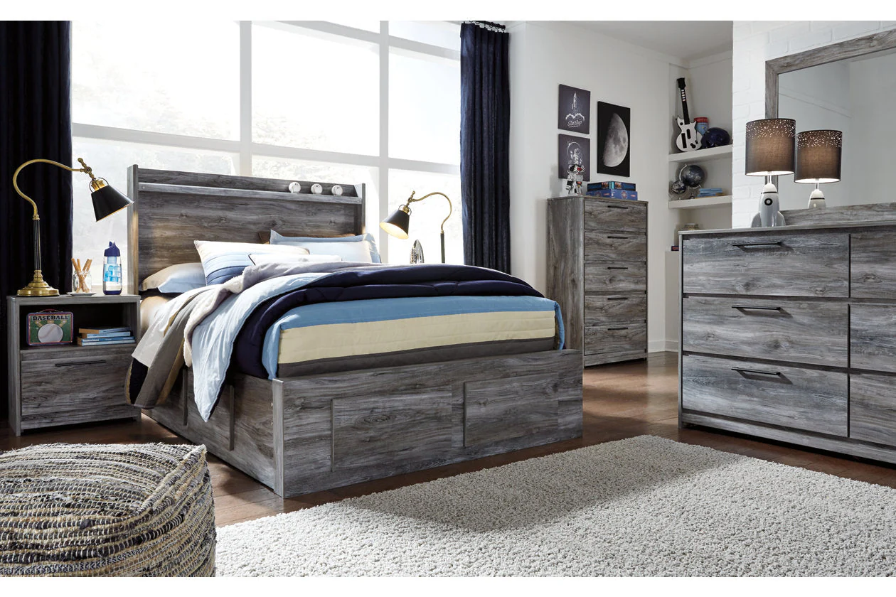 Baystorm Gray Full LED Storage Platform Bed with 4 Drawers - Image 4