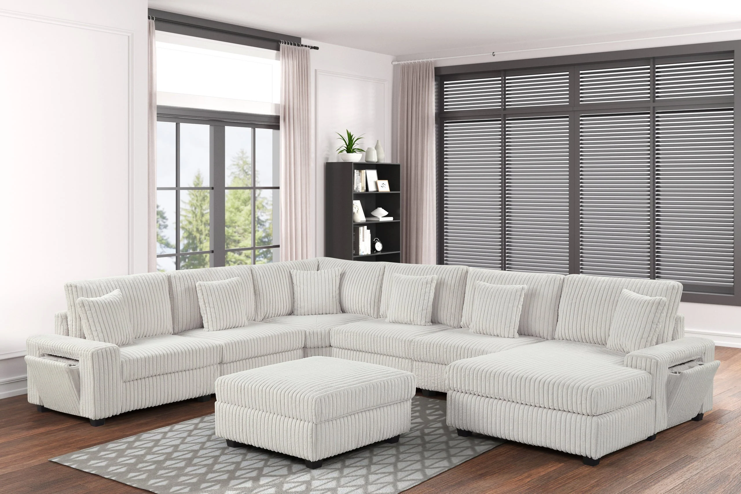 Bazooka Beige 7-Piece Sectional with Ottoman