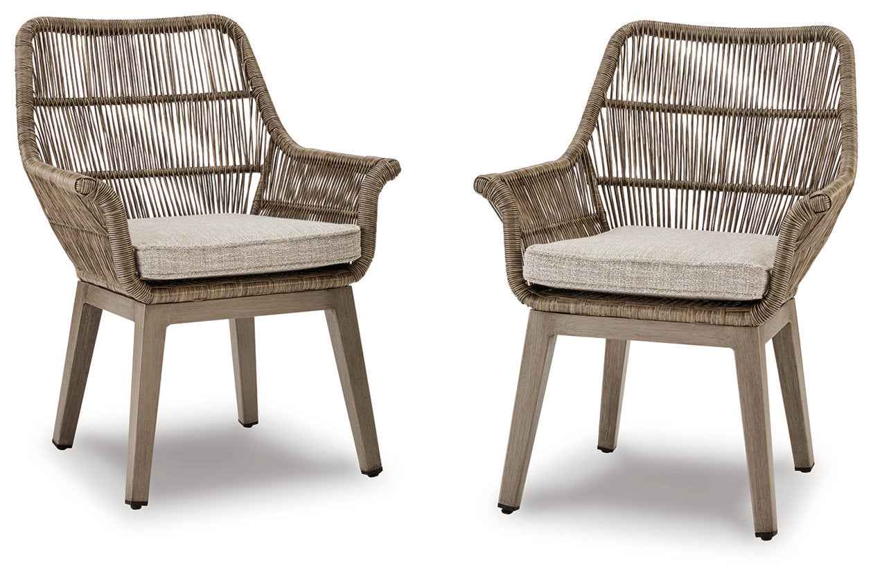 Beach Beige Front Beige Arm Chair with Cushion - Image 2