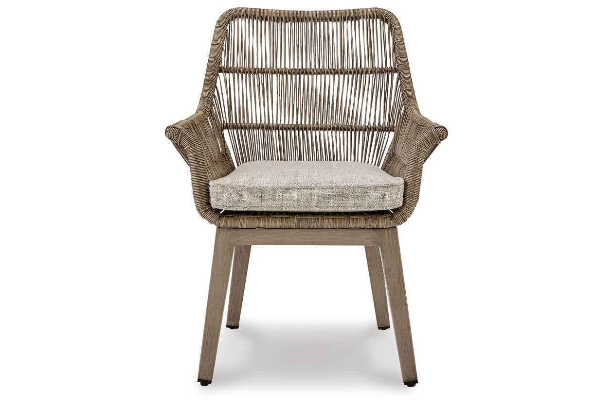Beach Beige Front Beige Arm Chair with Cushion - Image 3