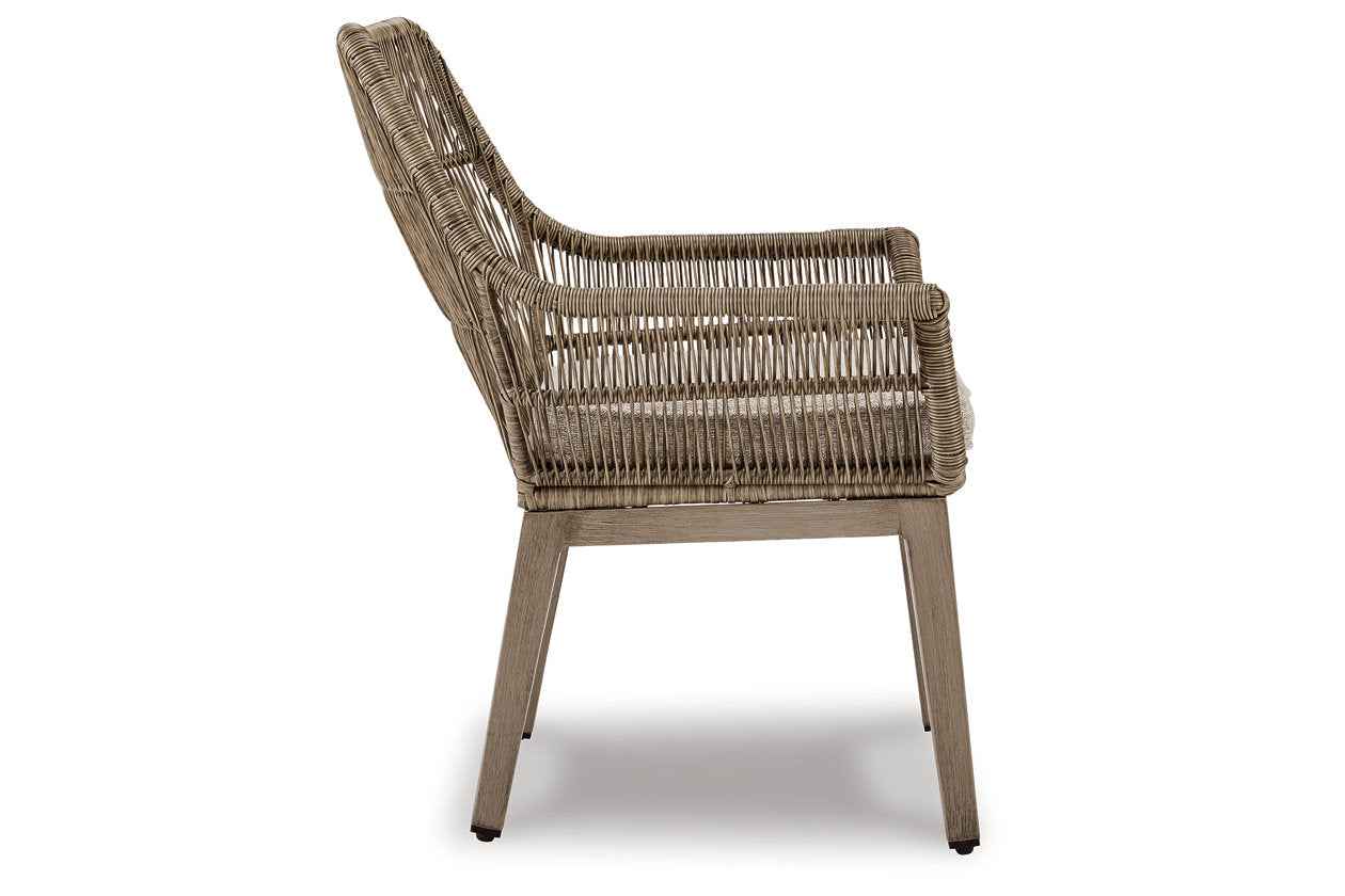 Beach Beige Front Beige Arm Chair with Cushion - Image 4