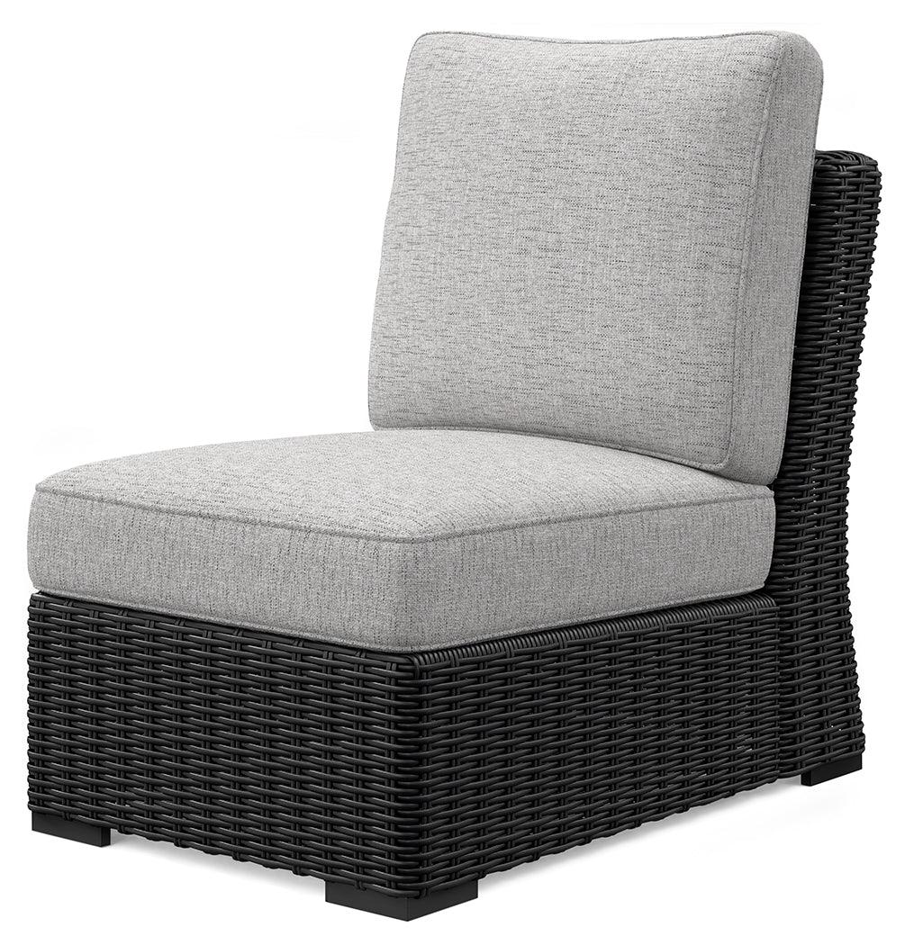 Beachcroft Black/Light Gray Outdoor Armless Chair - Image 3