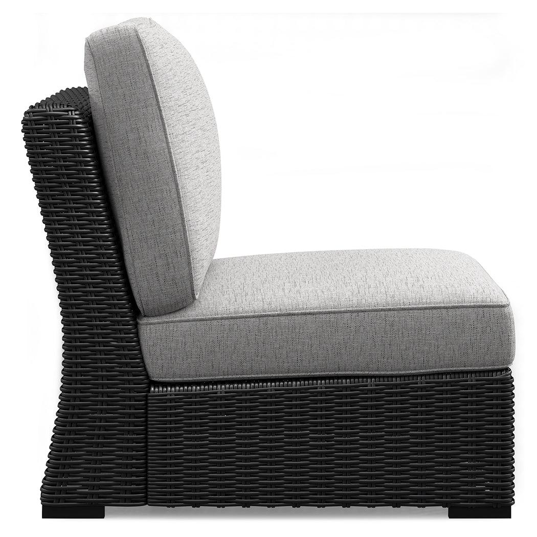 Beachcroft Black/Light Gray Outdoor Armless Chair - Image 7