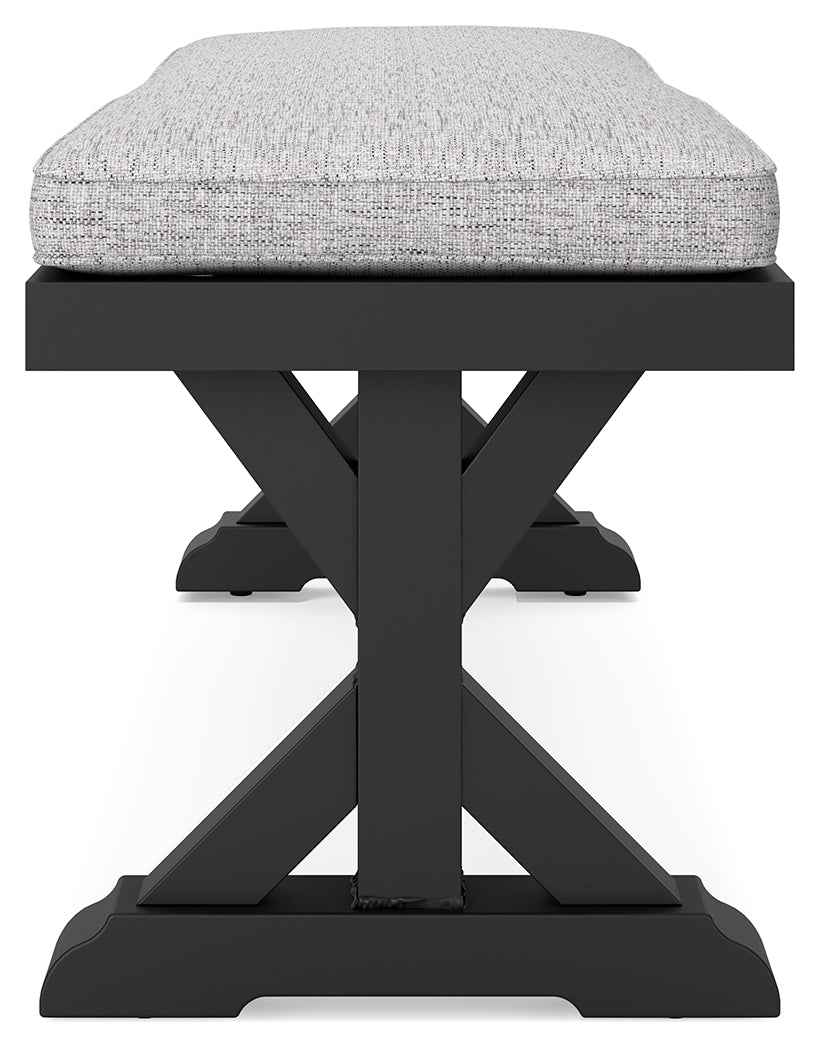 Beachcroft Black/Light Gray Outdoor Bench with Cushion - Image 5