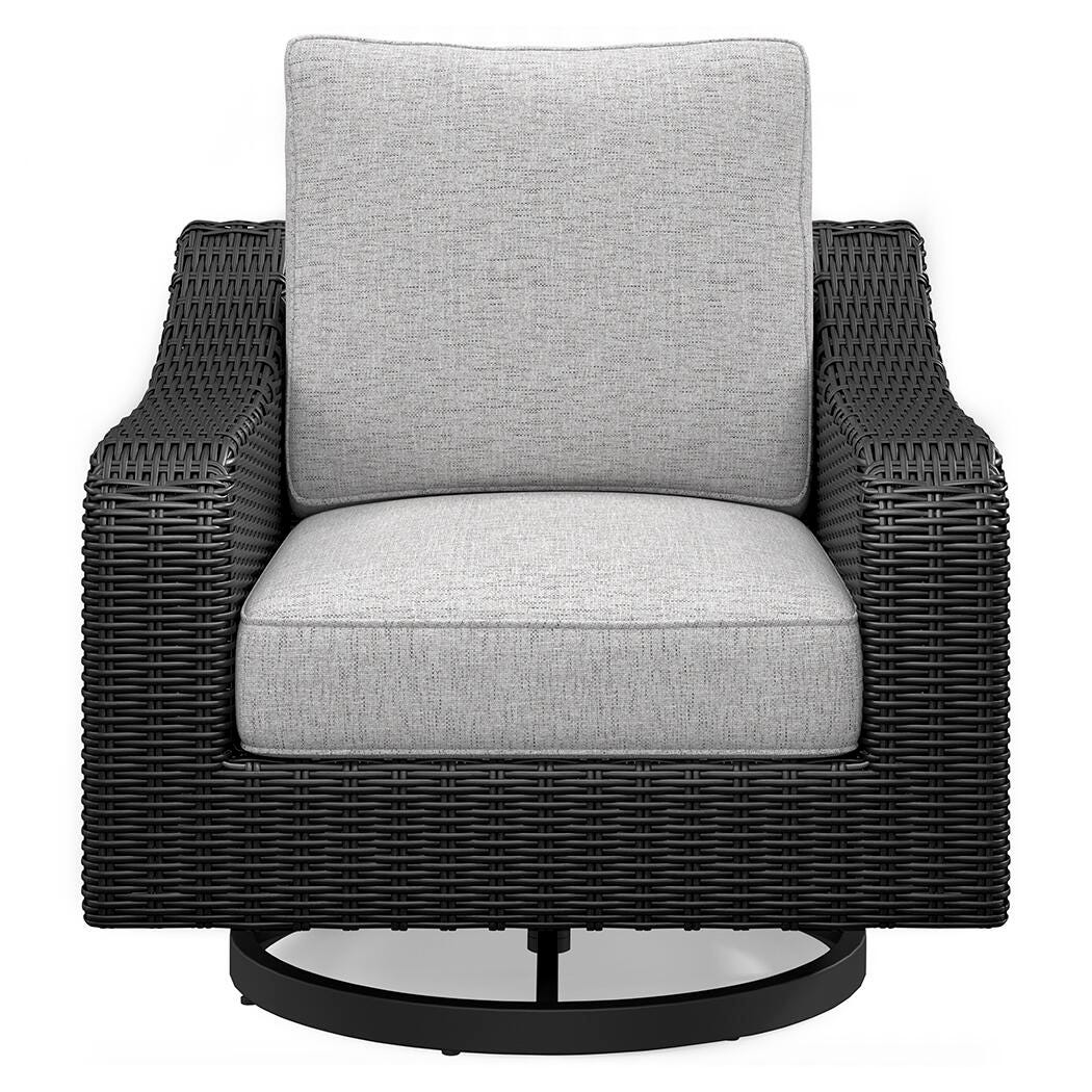 Beachcroft Black/Light Gray Outdoor Fire Pit Table and 4 Chairs - Image 25