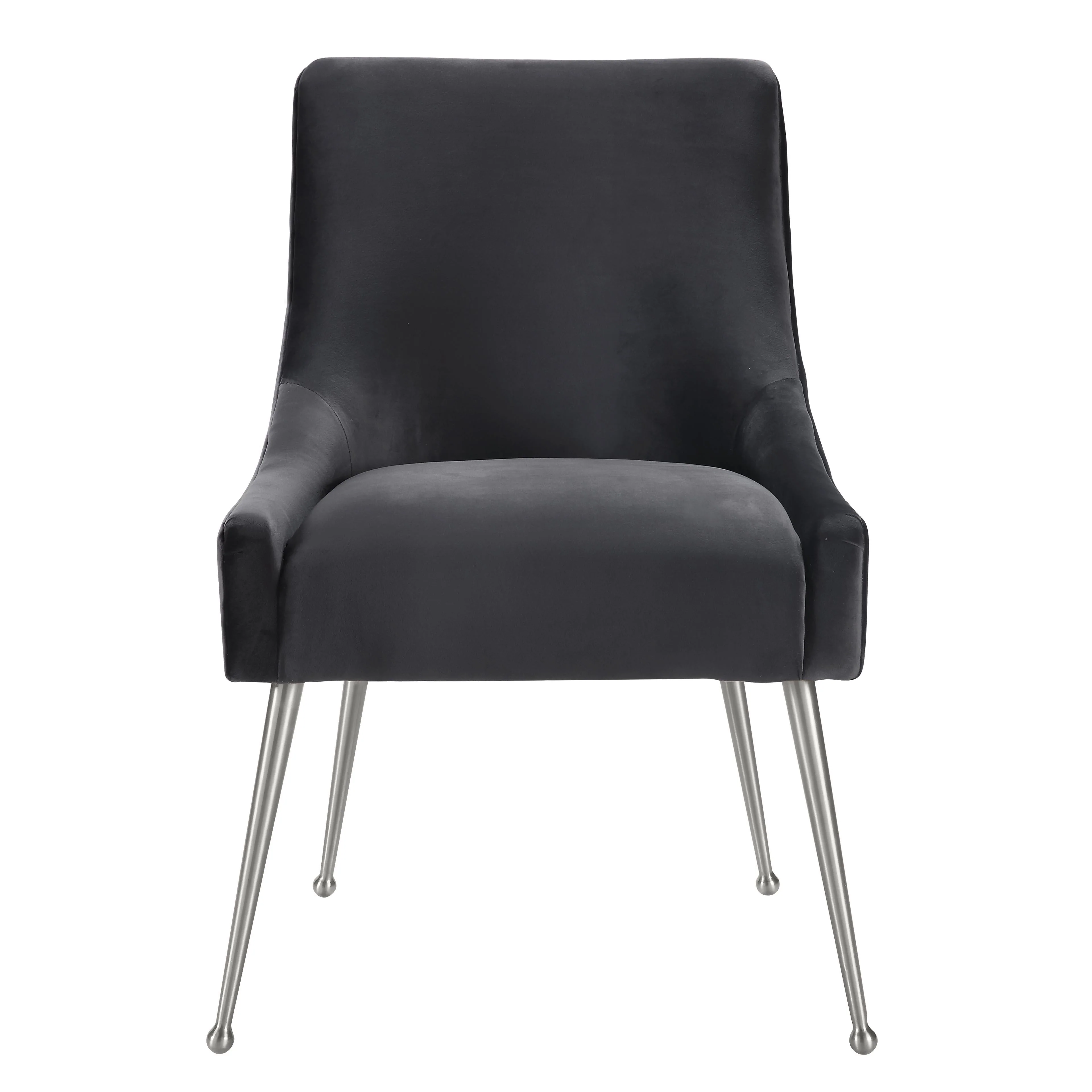 Beatrix Grey Velvet Side Chair - Silver Legs - Image 3