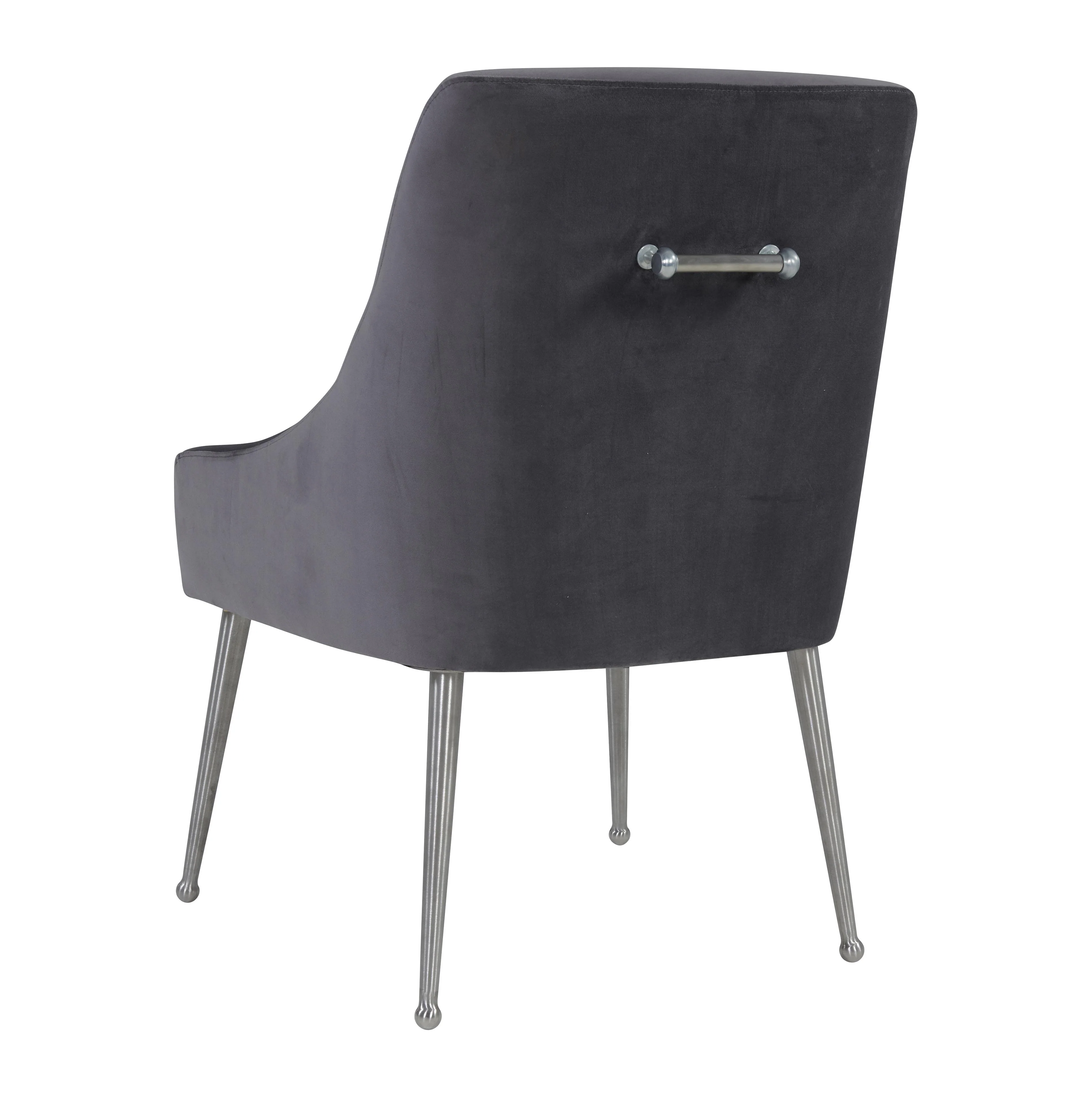 Beatrix Grey Velvet Side Chair - Silver Legs - Image 4