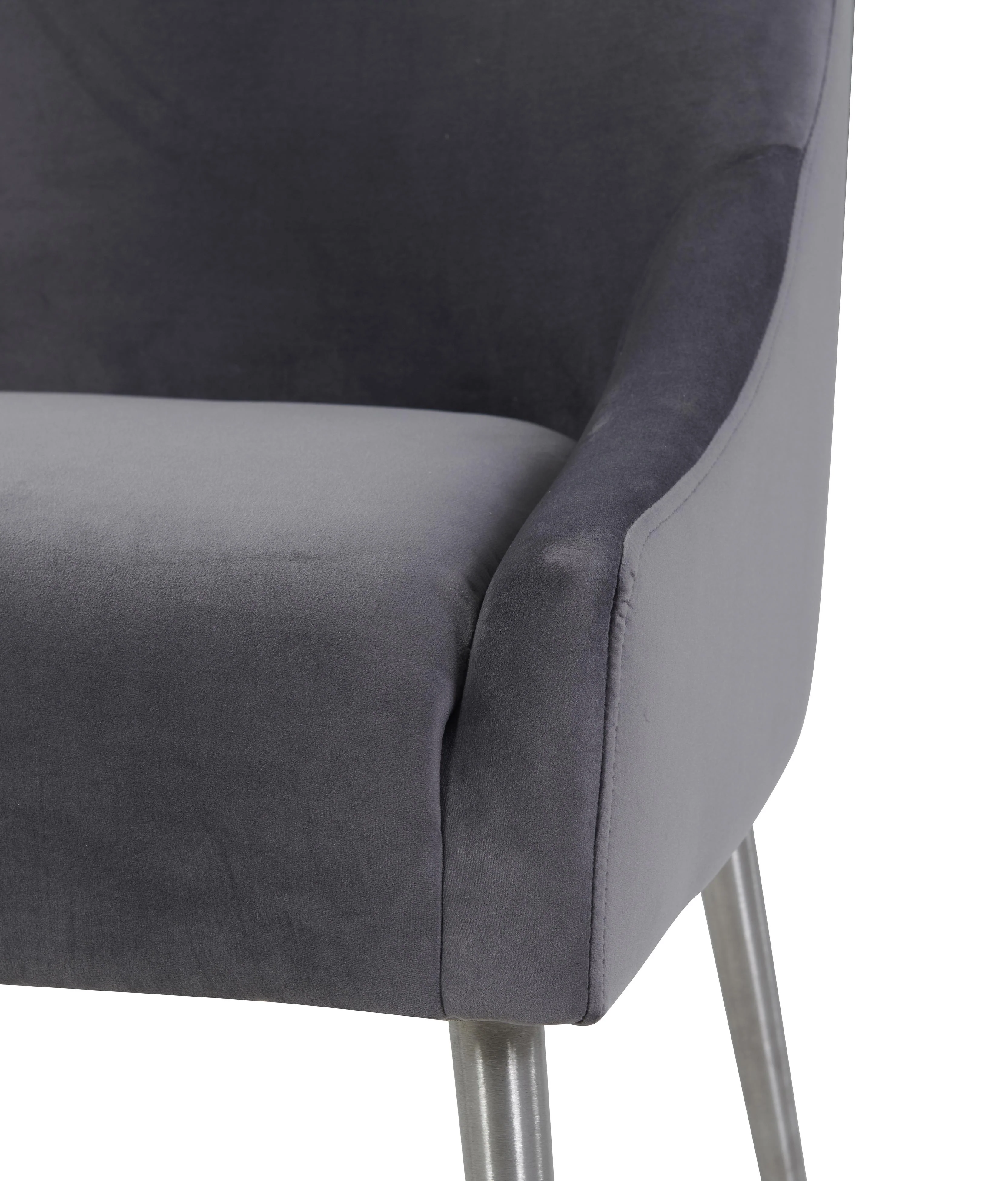 Beatrix Grey Velvet Side Chair - Silver Legs - Image 5