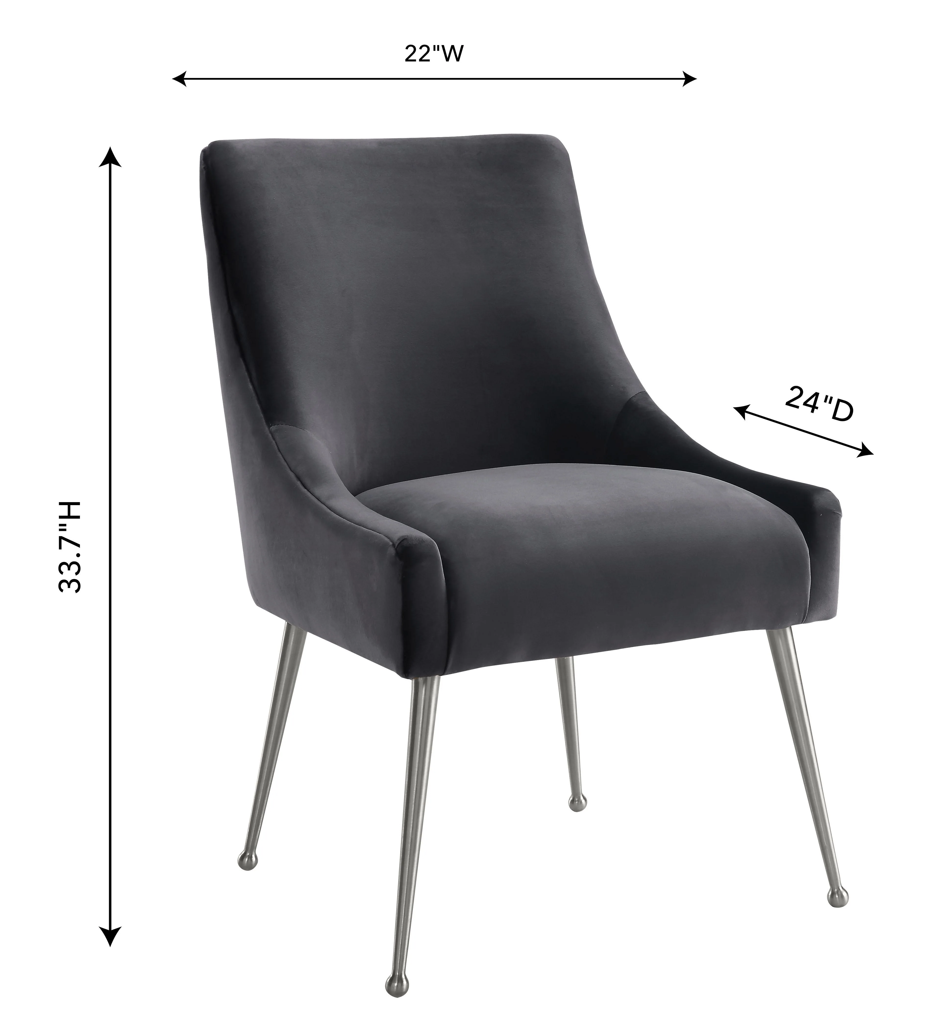 Beatrix Grey Velvet Side Chair - Silver Legs - Image 6