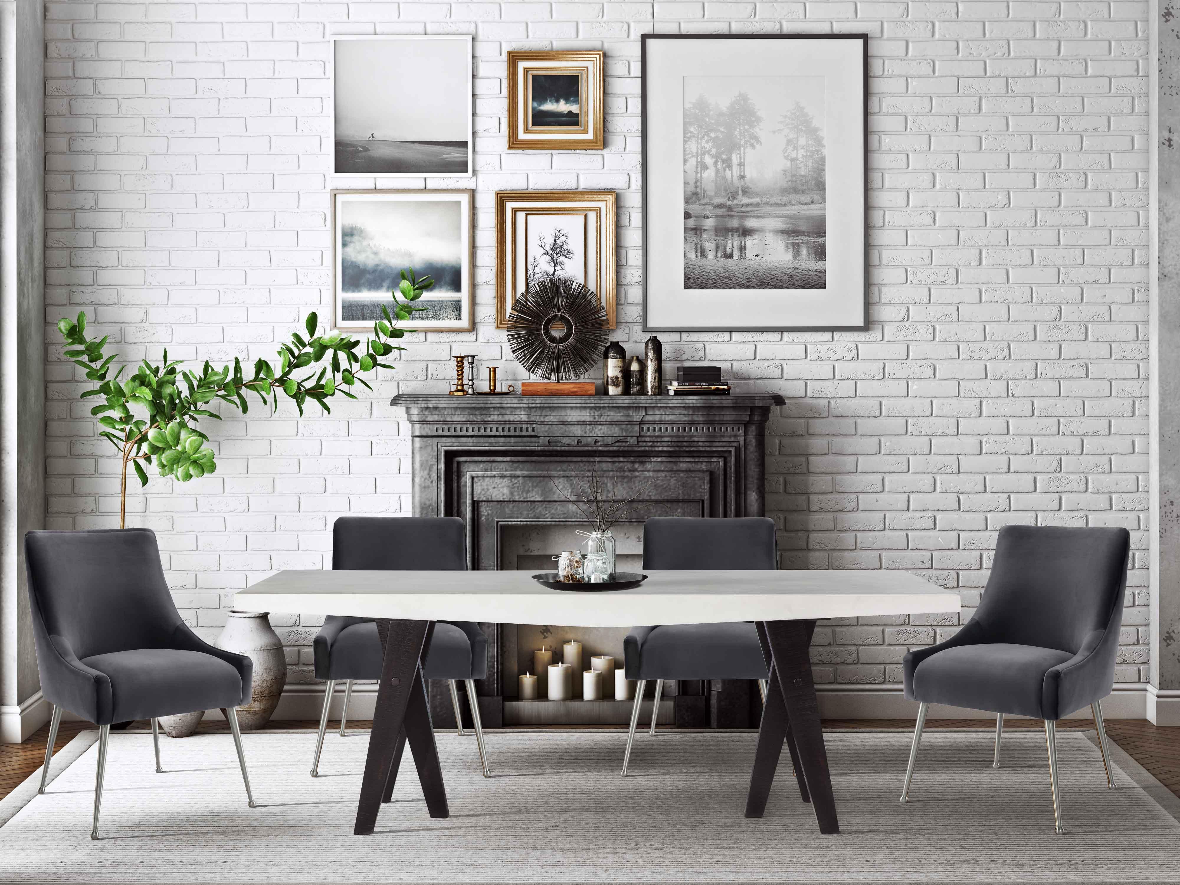Beatrix Grey Velvet Side Chair - Silver Legs - Image 7