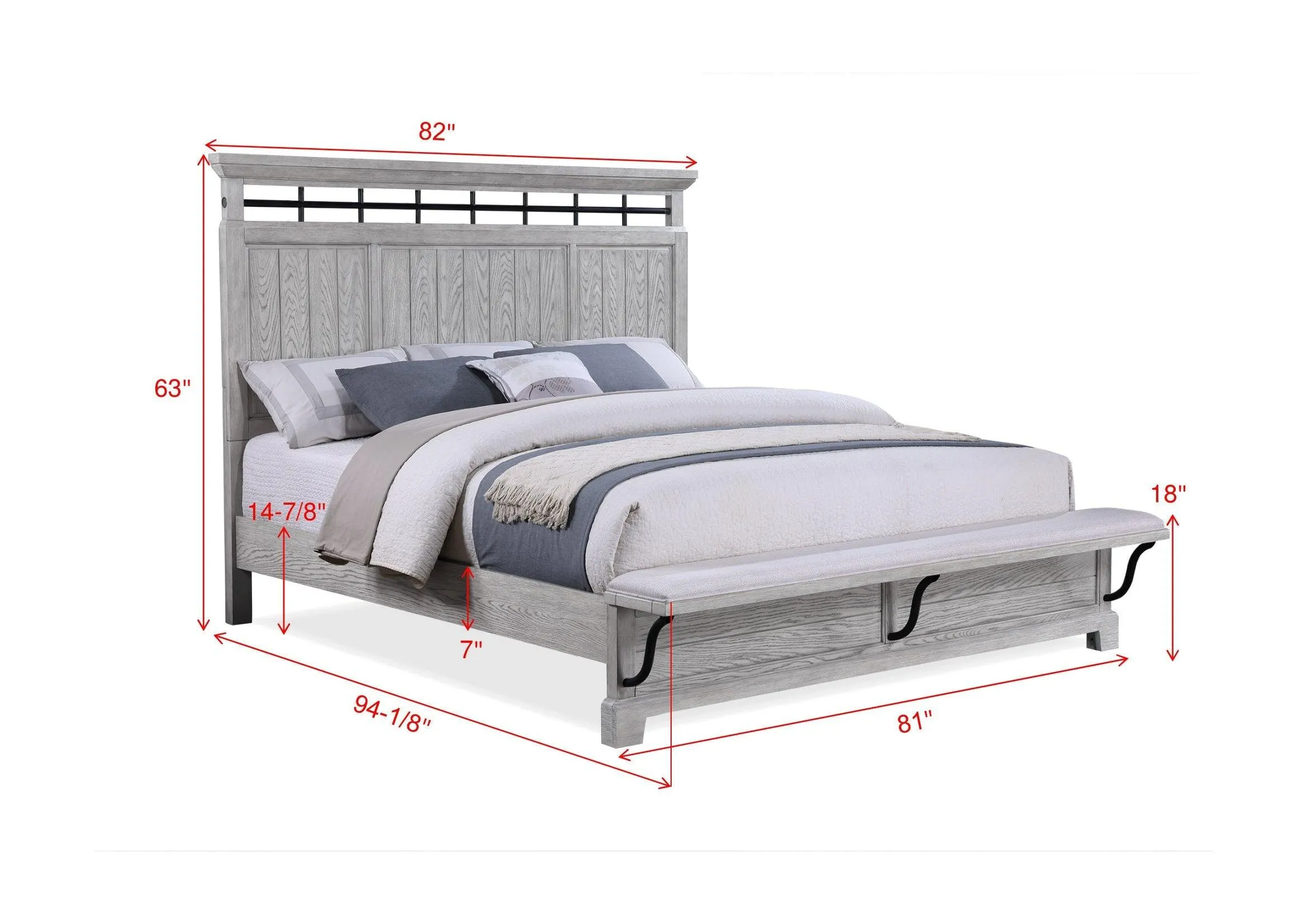 Beckett Rustic Gray Footboard Bench Panel Bedroom Set - Image 14