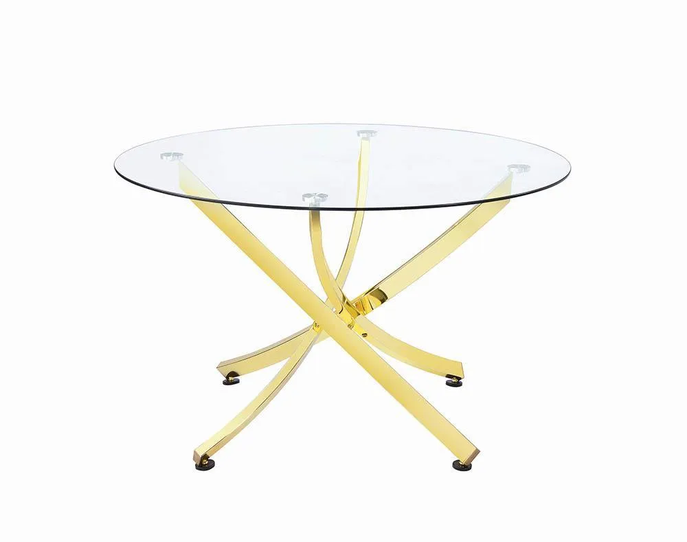 Beckham Brass and Clear Round Dining Table - Image 4